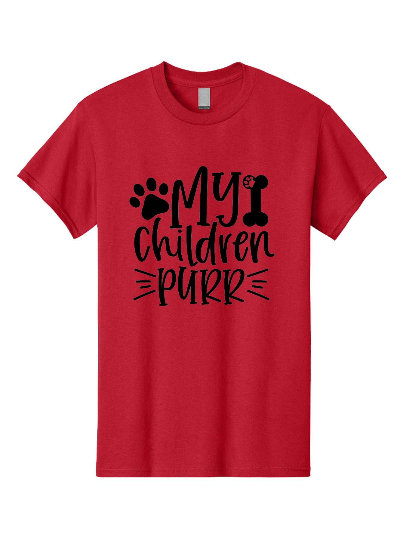 My Children Purr Men'S Graphic Tee, 100% Cotton, Comfortable Casual Summer Wear, Machine Washable, Funny Cat Quote, Cat Mom Humor, Cat Lover Gift, Paw Print Design, Dog Bone Graphic, Pet Parenting, Whimsical Typography Aae518 23