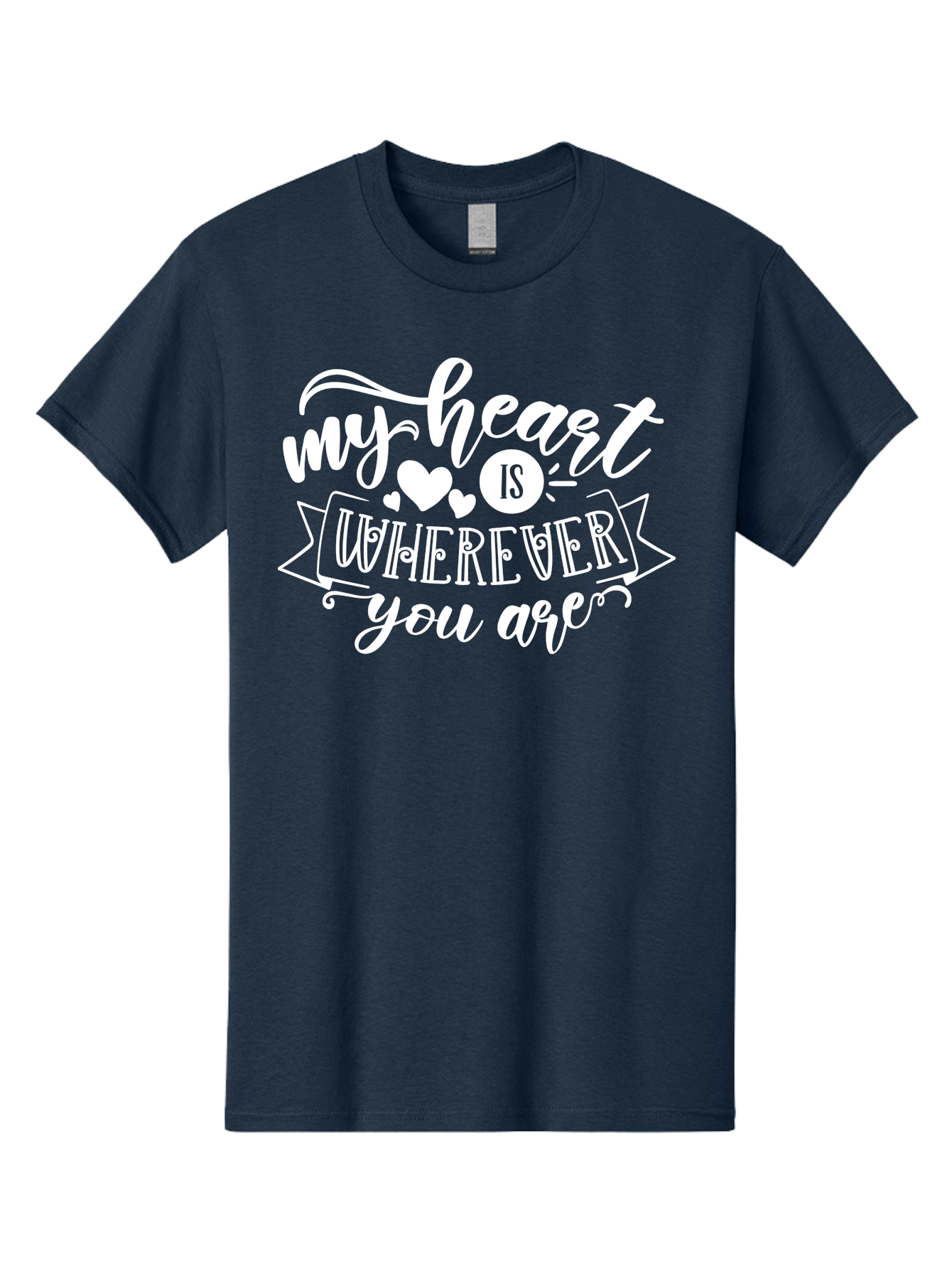 My Heart Is Wherever You Are White Men'S Graphic Tee, 100% Cotton, Comfortable Casual Summer Wear, Machine Washable, Love Quotes, Heartwarming Phrases, Sweet Sentiments, Romantic Sayings, Cute Typography, Inspirational Words, Love Messages, Aae519 7
