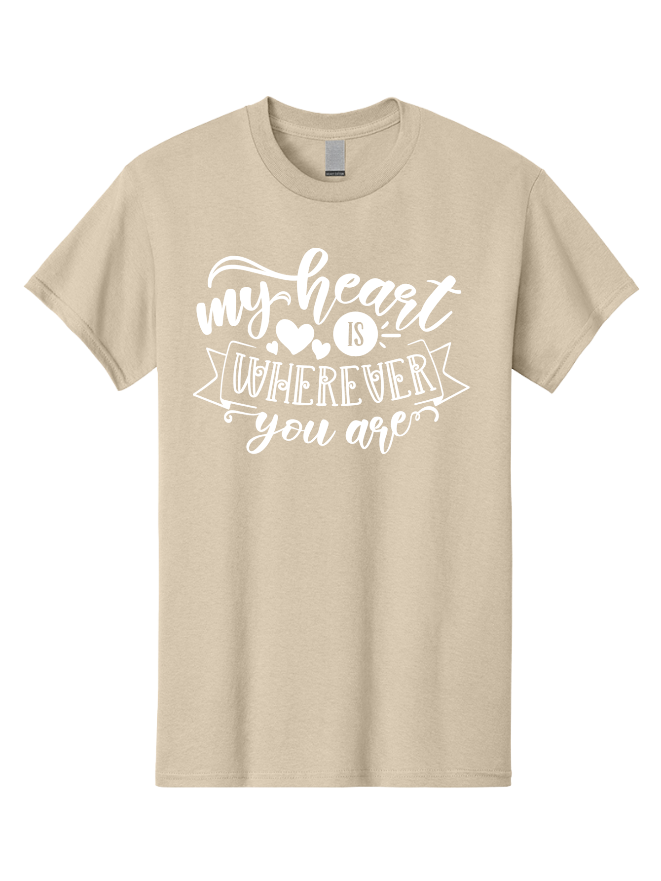 My Heart Is Wherever You Are White Men'S Graphic Tee, 100% Cotton, Comfortable Casual Summer Wear, Machine Washable, Love Quotes, Heartwarming Phrases, Sweet Sentiments, Romantic Sayings, Cute Typography, Inspirational Words, Love Messages, Aae519 15