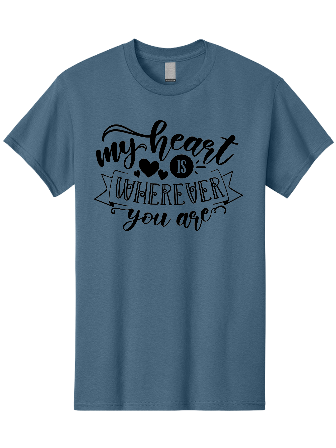 My Heart Is Wherever You Are Men'S Graphic Tee, 100% Cotton, Comfortable Casual Summer Wear, Machine Washable, Love Quote, Heart Shaped Typography, Romantic Phrase, Heartfelt Message, Cute Design, Inspirational Words, Emotional Quote, Aae520 5