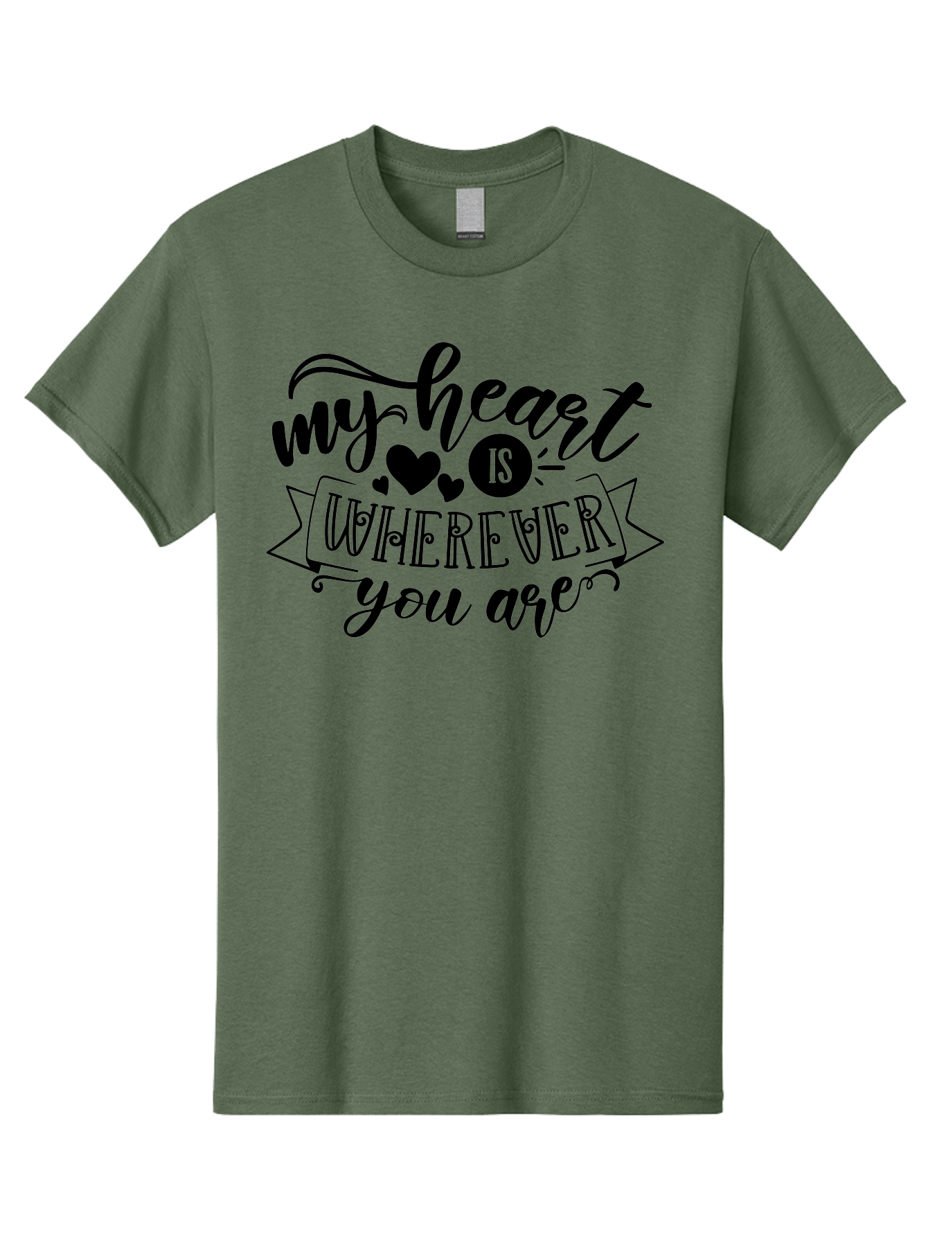 My Heart Is Wherever You Are Men'S Graphic Tee, 100% Cotton, Comfortable Casual Summer Wear, Machine Washable, Love Quote, Heart Shaped Typography, Romantic Phrase, Heartfelt Message, Cute Design, Inspirational Words, Emotional Quote, Aae520 29