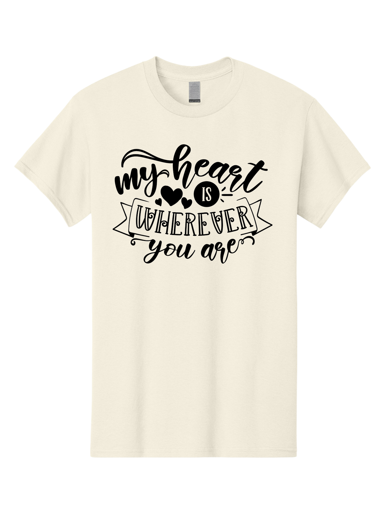 My Heart Is Wherever You Are Men'S Graphic Tee, 100% Cotton, Comfortable Casual Summer Wear, Machine Washable, Love Quote, Heart Shaped Typography, Romantic Phrase, Heartfelt Message, Cute Design, Inspirational Words, Emotional Quote, Aae520 13