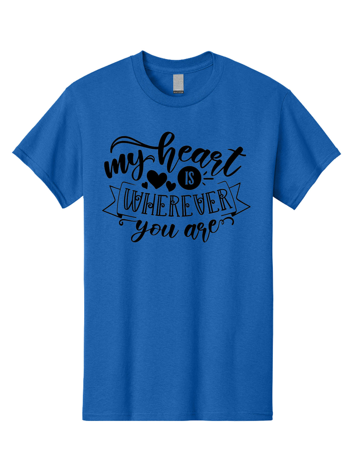 My Heart Is Wherever You Are Men'S Graphic Tee, 100% Cotton, Comfortable Casual Summer Wear, Machine Washable, Love Quote, Heart Shaped Typography, Romantic Phrase, Heartfelt Message, Cute Design, Inspirational Words, Emotional Quote, Aae520 27
