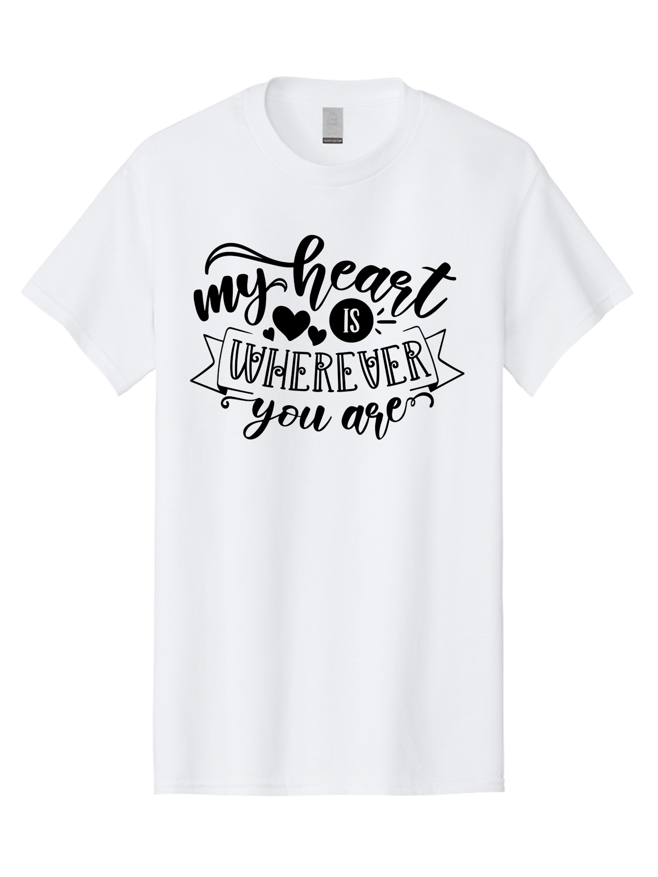 My Heart Is Wherever You Are Men'S Graphic Tee, 100% Cotton, Comfortable Casual Summer Wear, Machine Washable, Love Quote, Heart Shaped Typography, Romantic Phrase, Heartfelt Message, Cute Design, Inspirational Words, Emotional Quote, Aae520 19