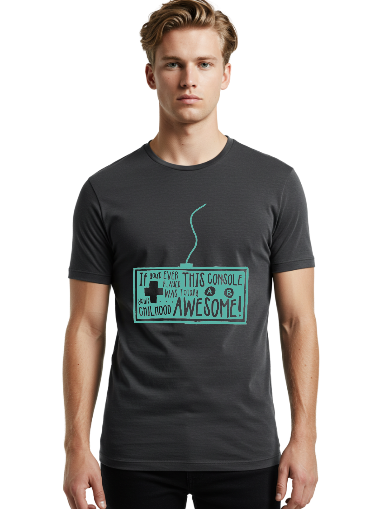 Never Stop Playing Men'S Graphic Tee, 100% Cotton, Comfortable Casual Summer Wear, Machine Washable, Retro Video Game Console, Vintage Gaming, Nostalgic Technology, Classic Video Games, Console Awesomeness, Power Cord, Playful Typography, Aae533 20