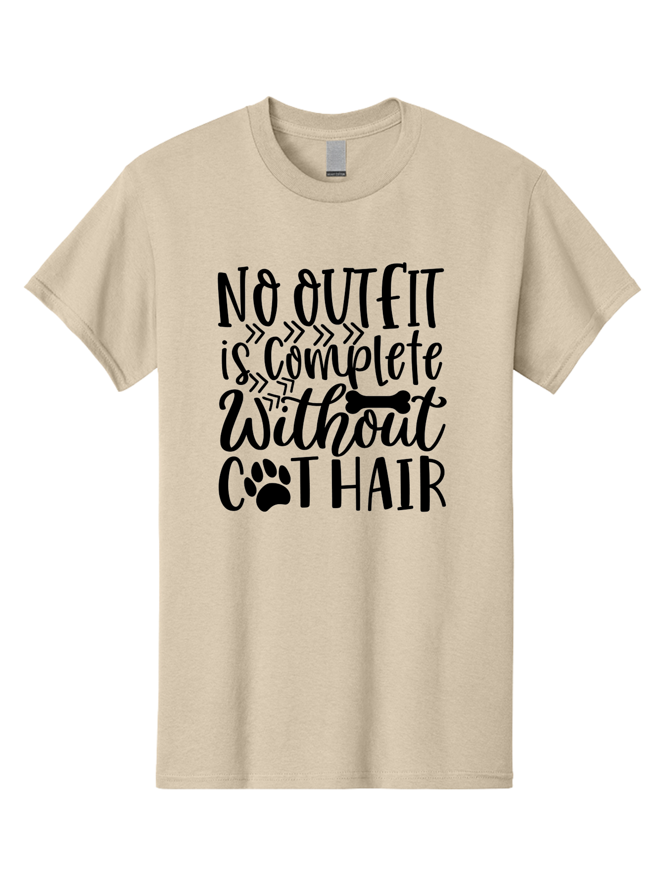 No Outfit Is Complete Without Cat Hair Men'S Graphic Tee, 100% Cotton, Comfortable Casual Summer Wear, Machine Washable, Funny Cat Quote, Cat Hair Humor, Pet Lovers, Cat Mom, Cat Dad, Pet Hair, Cat Humor, Cat Puns, Funny Pet Quotes Aae535 1