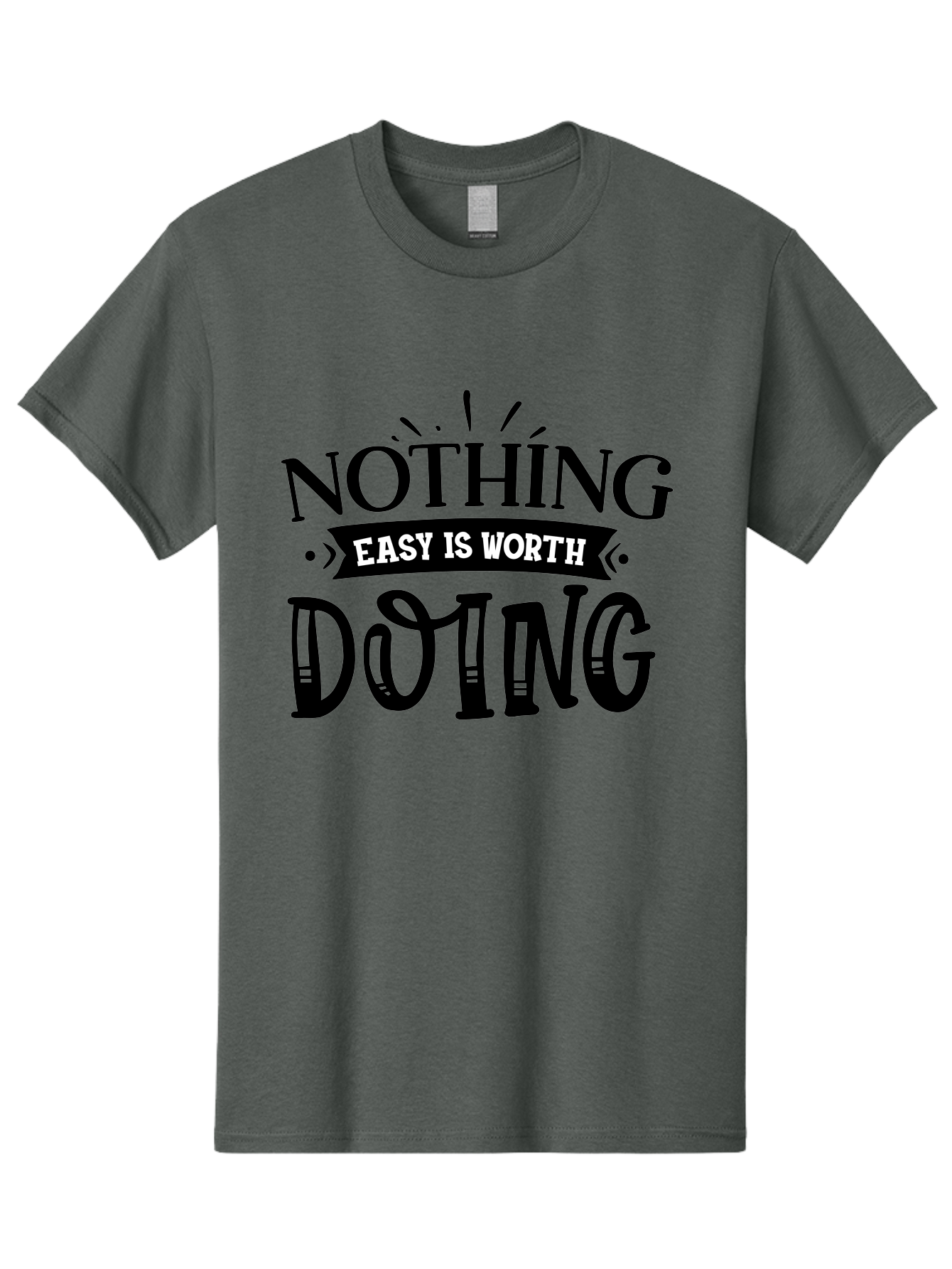 Nothing Easy Is Worth Doing Men'S Graphic Tee, 100% Cotton, Comfortable Casual Summer Wear, Machine Washable, Motivational Quote, Inspirational Saying, Nothing Easy Is Worth Doing, Success Mindset, Motivational Poster, Positive Affirmation, Aae543 11