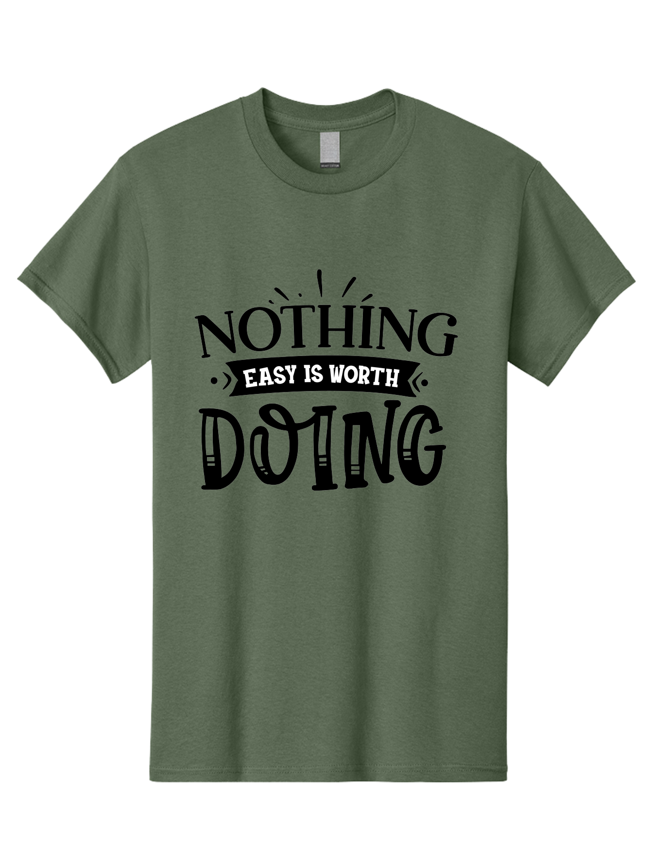 Nothing Easy Is Worth Doing Men'S Graphic Tee, 100% Cotton, Comfortable Casual Summer Wear, Machine Washable, Motivational Quote, Inspirational Saying, Nothing Easy Is Worth Doing, Success Mindset, Motivational Poster, Positive Affirmation, Aae543 3