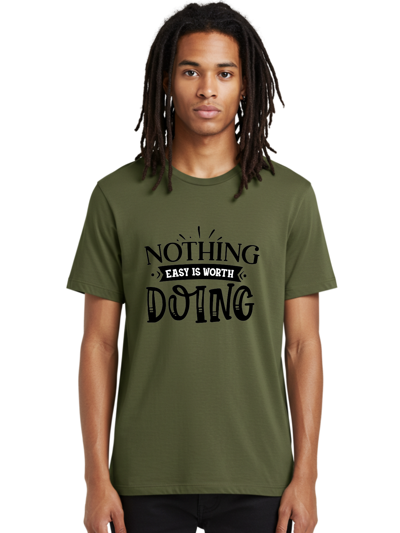 Nothing Easy Is Worth Doing Men'S Graphic Tee, 100% Cotton, Comfortable Casual Summer Wear, Machine Washable, Motivational Quote, Inspirational Saying, Nothing Easy Is Worth Doing, Success Mindset, Motivational Poster, Positive Affirmation, Aae543 18
