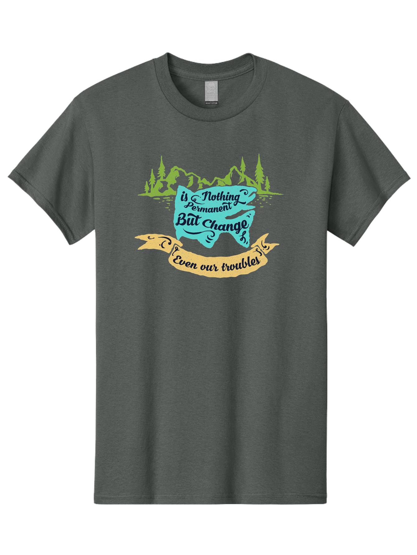 Nothing Is Permanent Men'S Graphic Tee, 100% Cotton, Comfortable Casual Summer Wear, Machine Washable, Inspirational Quote, Motivational Words, Change Is Life, Overcoming Troubles, Disney Magic, Wisdom, Positive Vibes, Cityscape, Aae544 25