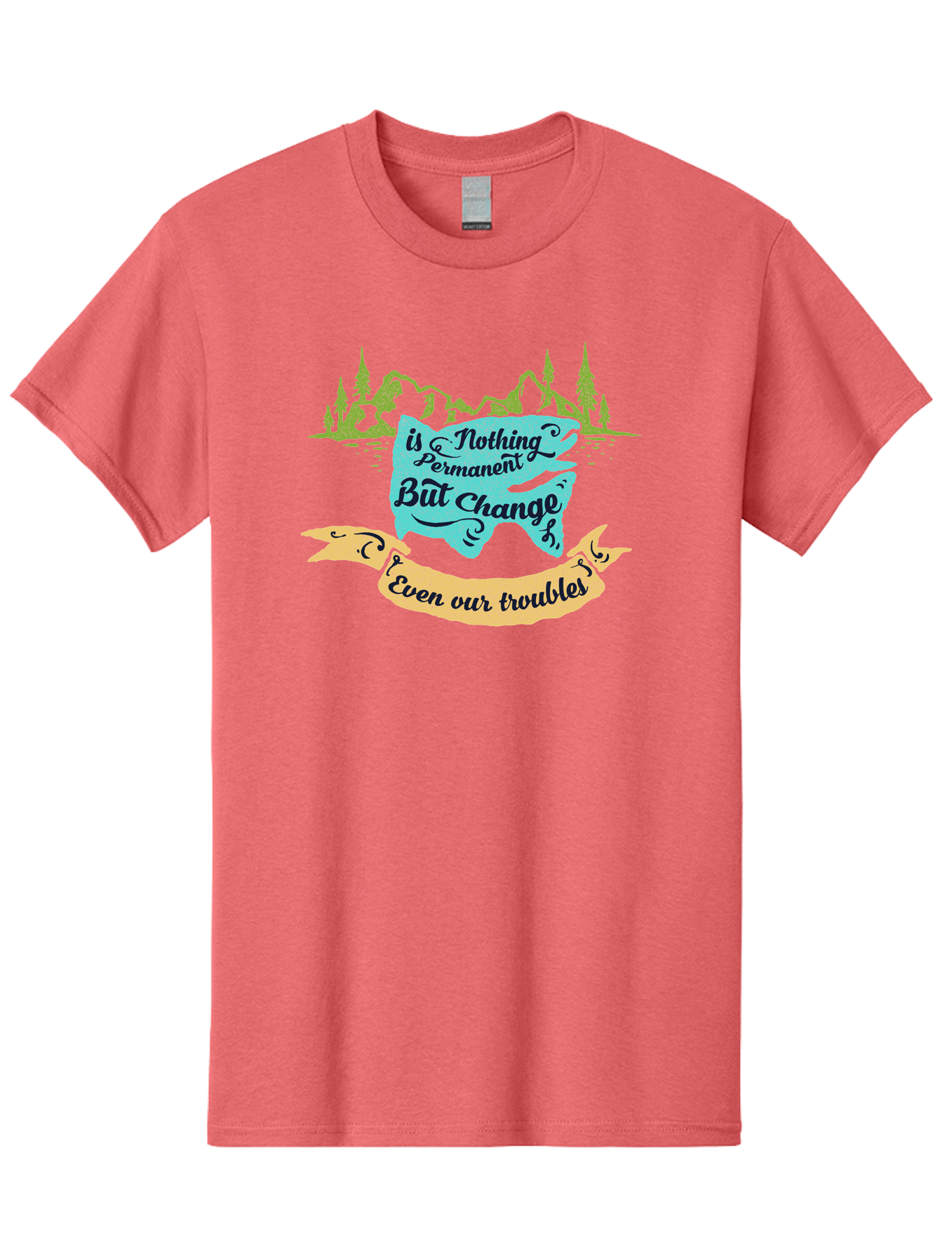 Nothing Is Permanent Men'S Graphic Tee, 100% Cotton, Comfortable Casual Summer Wear, Machine Washable, Inspirational Quote, Motivational Words, Change Is Life, Overcoming Troubles, Disney Magic, Wisdom, Positive Vibes, Cityscape, Aae544 29