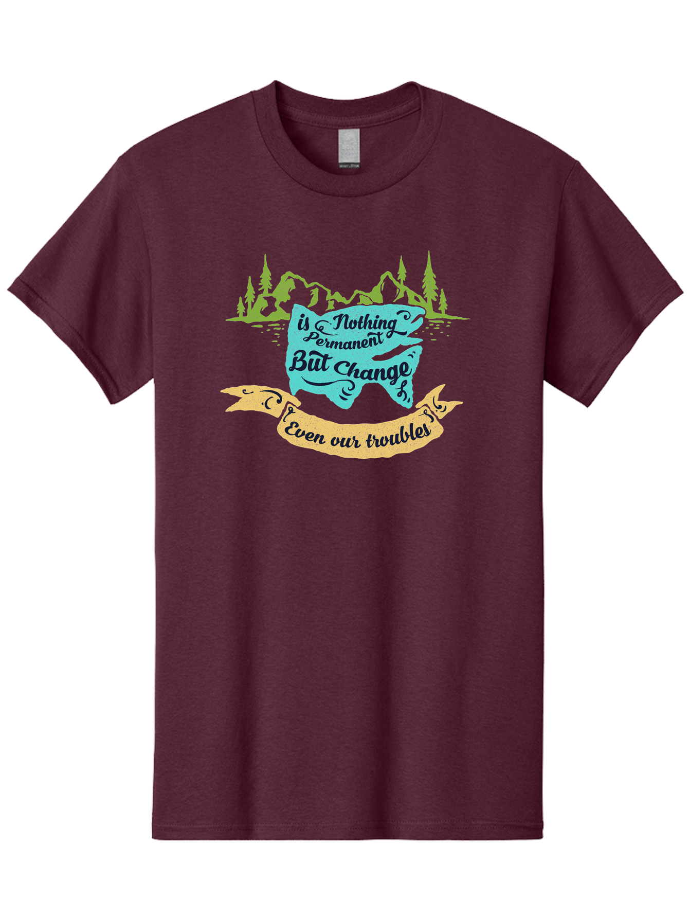 Nothing Is Permanent Men'S Graphic Tee, 100% Cotton, Comfortable Casual Summer Wear, Machine Washable, Inspirational Quote, Motivational Words, Change Is Life, Overcoming Troubles, Disney Magic, Wisdom, Positive Vibes, Cityscape, Aae544 23