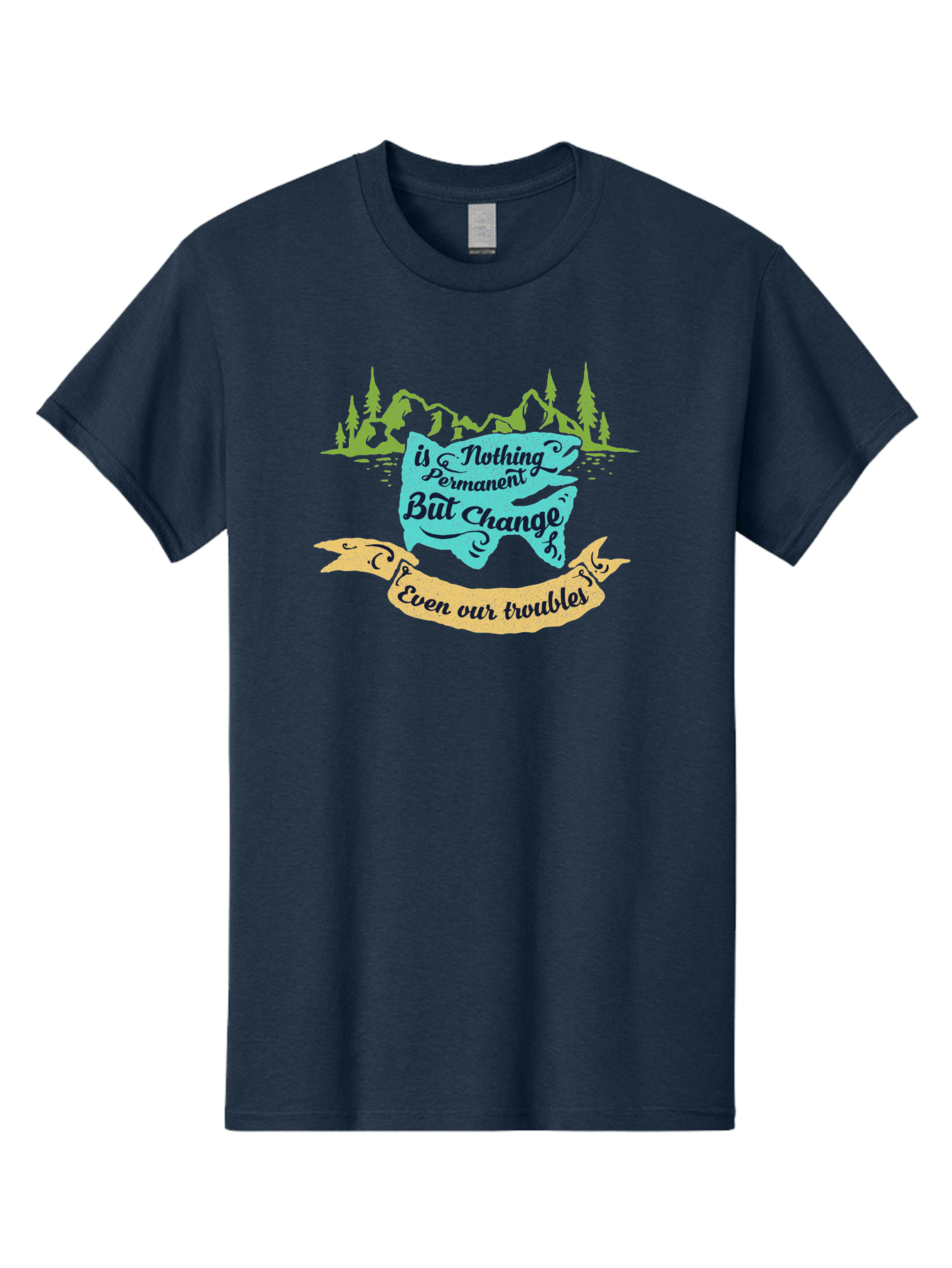 Nothing Is Permanent Men'S Graphic Tee, 100% Cotton, Comfortable Casual Summer Wear, Machine Washable, Inspirational Quote, Motivational Words, Change Is Life, Overcoming Troubles, Disney Magic, Wisdom, Positive Vibes, Cityscape, Aae544 13
