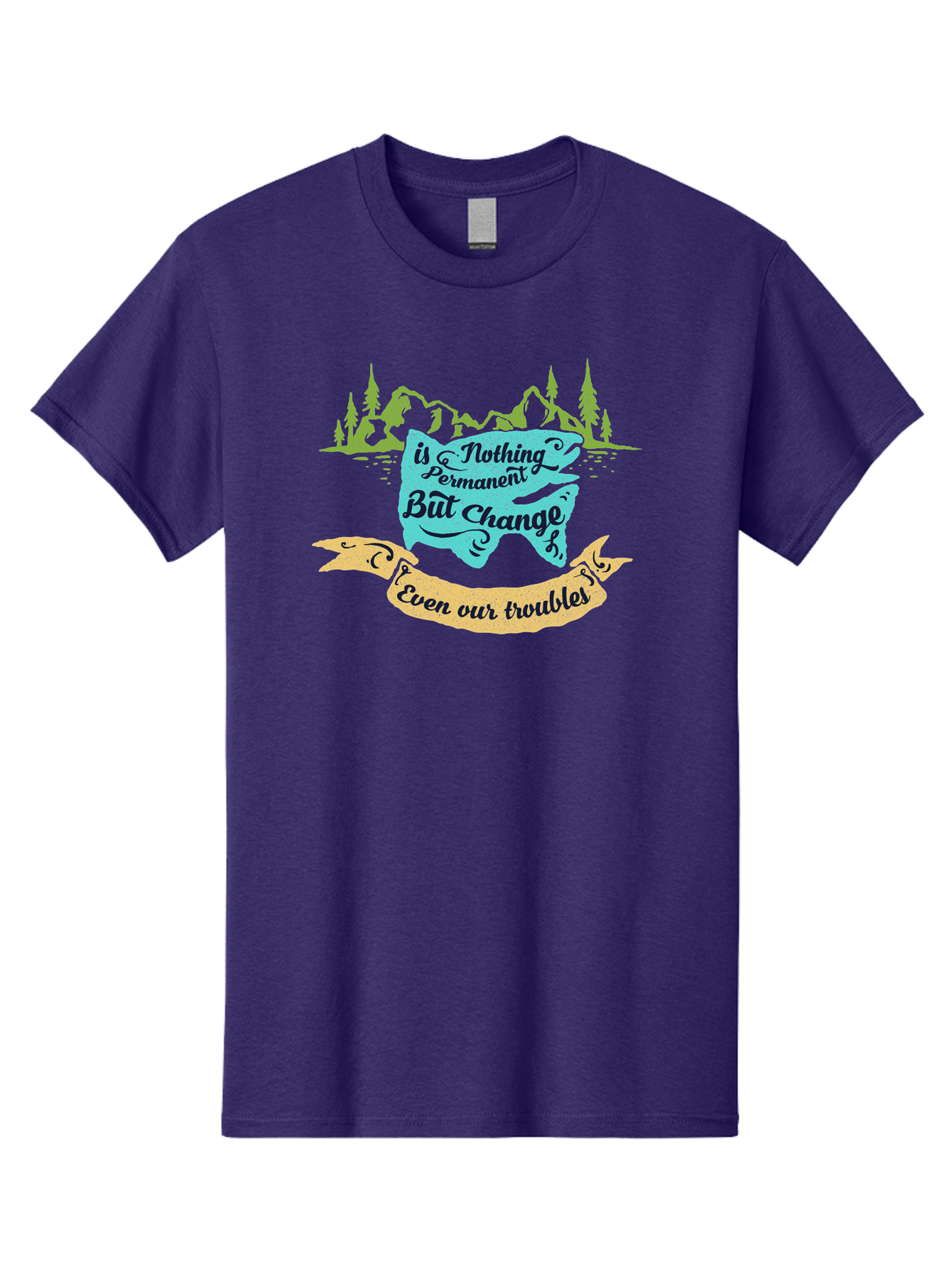 Nothing Is Permanent Men'S Graphic Tee, 100% Cotton, Comfortable Casual Summer Wear, Machine Washable, Inspirational Quote, Motivational Words, Change Is Life, Overcoming Troubles, Disney Magic, Wisdom, Positive Vibes, Cityscape, Aae544 3