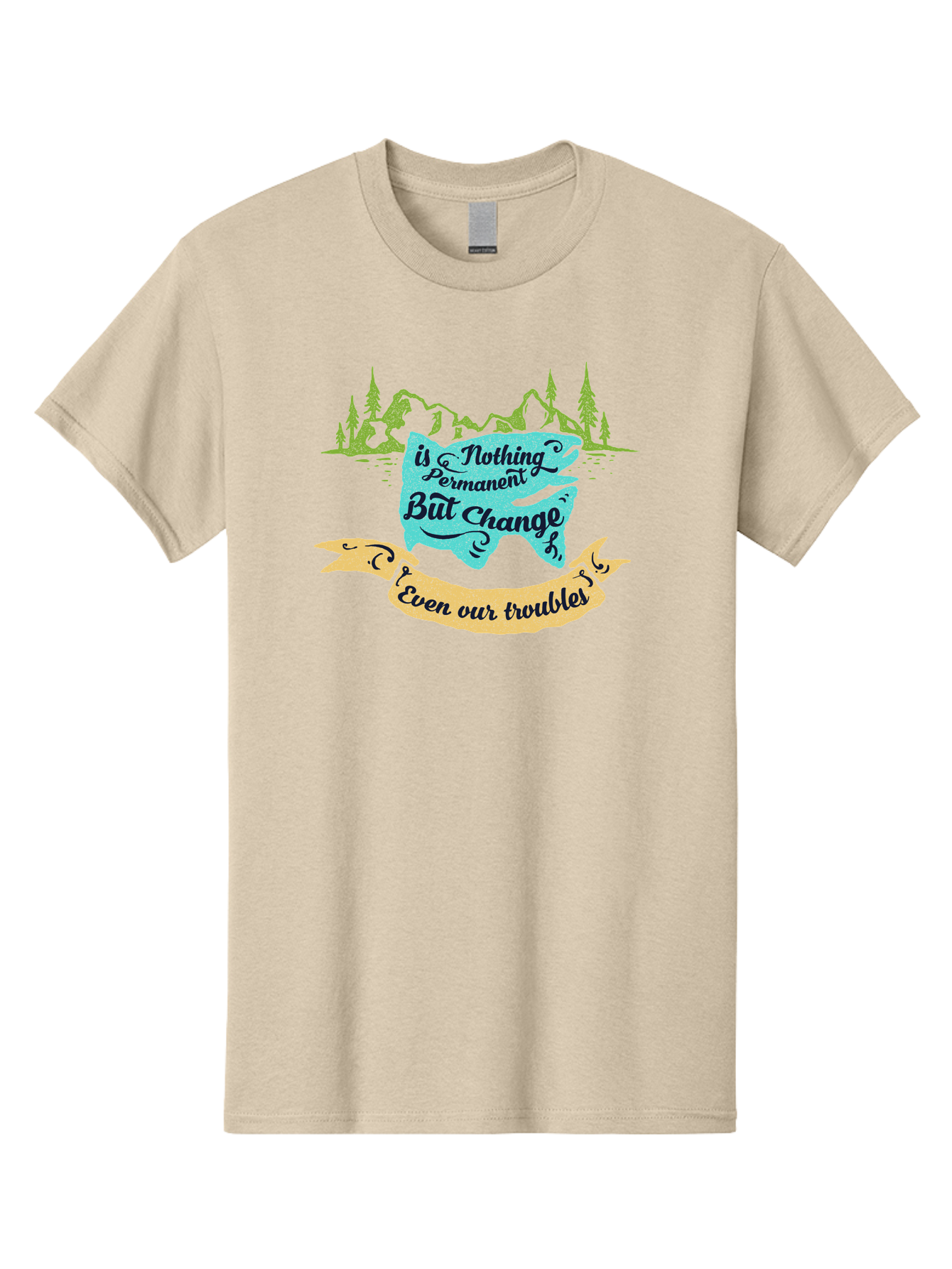 Nothing Is Permanent Men'S Graphic Tee, 100% Cotton, Comfortable Casual Summer Wear, Machine Washable, Inspirational Quote, Motivational Words, Change Is Life, Overcoming Troubles, Disney Magic, Wisdom, Positive Vibes, Cityscape, Aae544 15