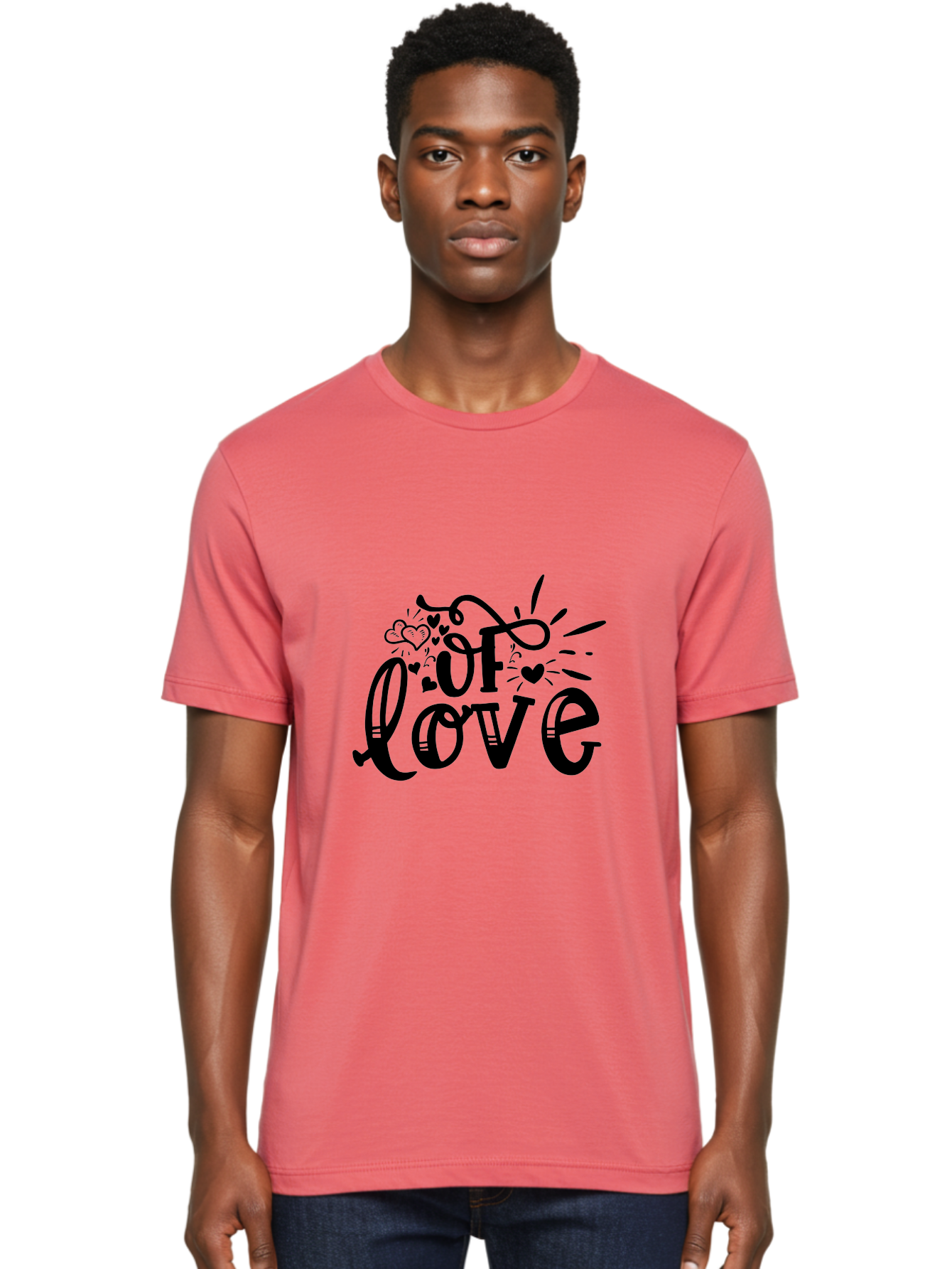 Of Love Men'S Graphic Tee, 100% Cotton, Comfortable Casual Summer Wear, Machine Washable, Heartfelt Illustration, Love Design, Decorative Typography, Whimsical Hearts, Illustration Art, Heart Theme, Love Quote Aae549 16