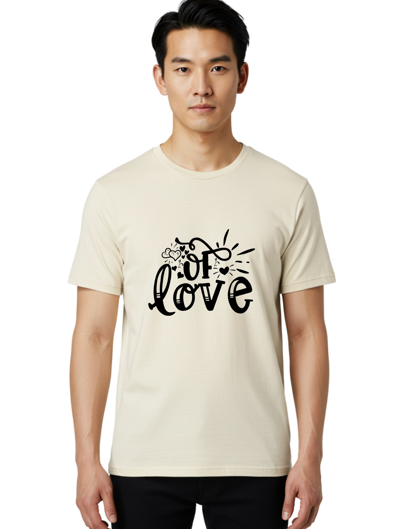 Of Love Men'S Graphic Tee, 100% Cotton, Comfortable Casual Summer Wear, Machine Washable, Heartfelt Illustration, Love Design, Decorative Typography, Whimsical Hearts, Illustration Art, Heart Theme, Love Quote Aae549 30
