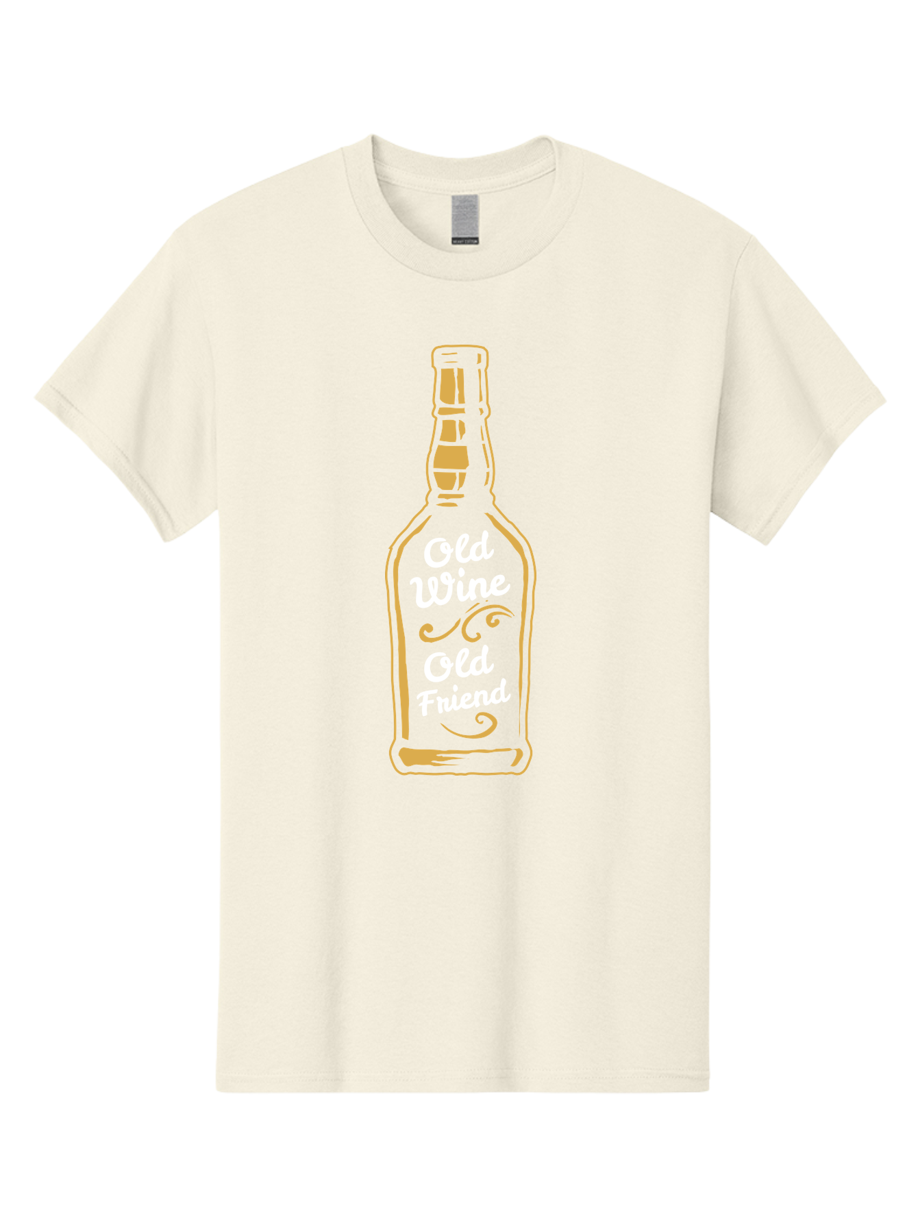 Old Wine Old Friend Men'S Graphic Tee, 100% Cotton, Comfortable Casual Summer Wear, Machine Washable, Wine Bottle Graphic, Old Wine Old Friend, Friendship Quote, Wine Lover Gift, Vintage Style Illustration, Wine Appreciation, Wine Bottle Art Aae557 21