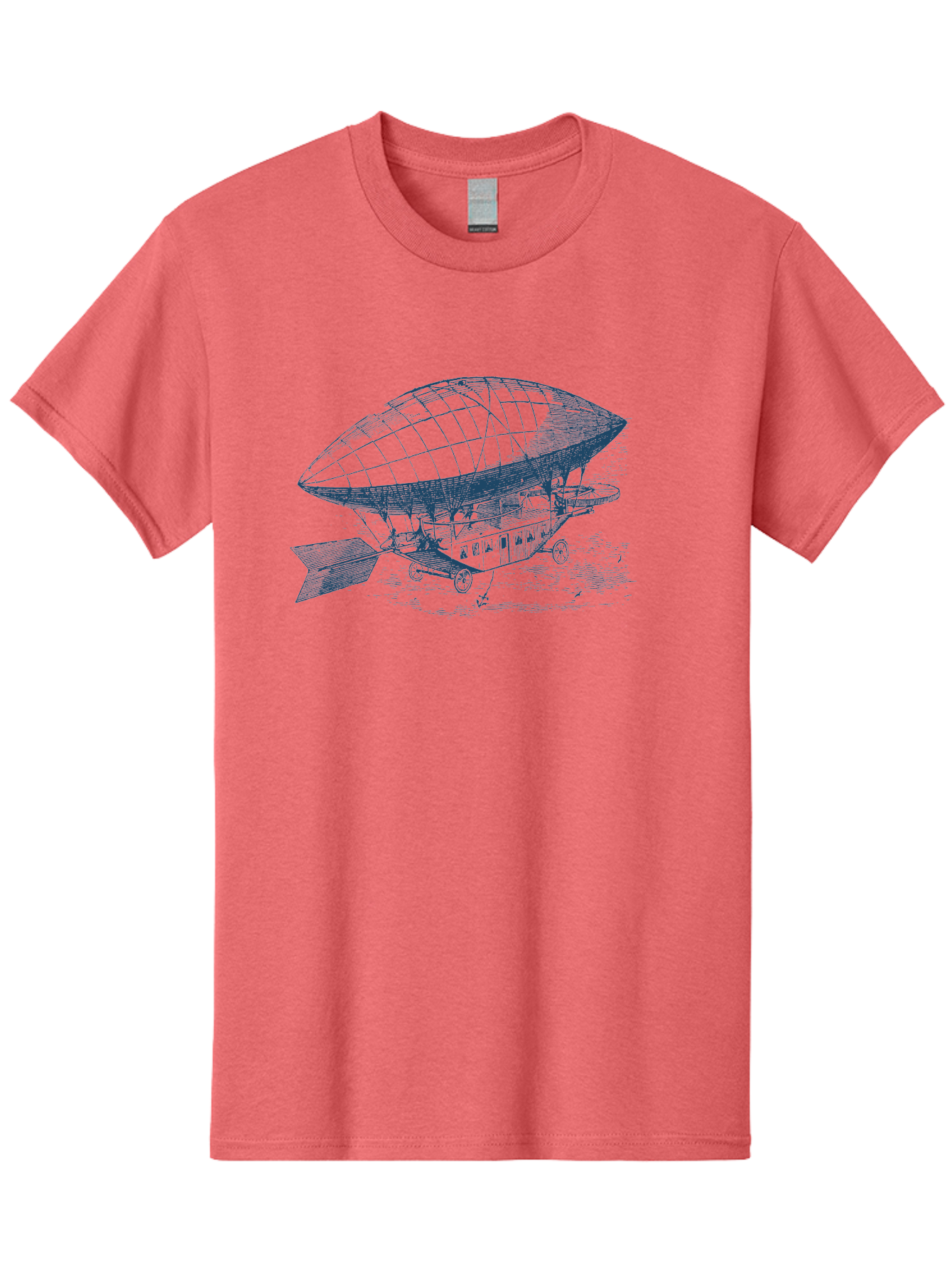Old World Balloon Sketch Men'S Graphic Tee, 100% Cotton, Comfortable Casual Summer Wear, Machine Washable, Dirigible, Vintage Aircraft, Zeppelin, Historical Aviation, Transportation Innovation, Old-Fashioned Flying Machine Aae559 3