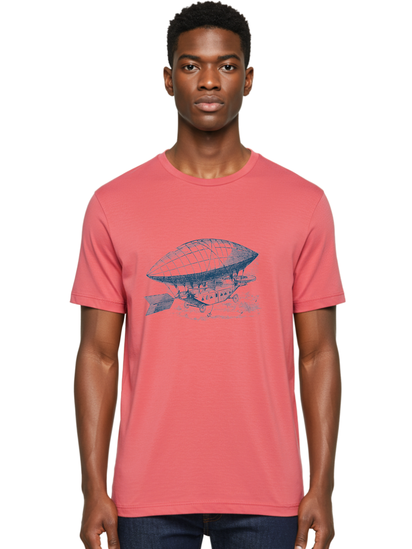 Old World Balloon Sketch Men'S Graphic Tee, 100% Cotton, Comfortable Casual Summer Wear, Machine Washable, Dirigible, Vintage Aircraft, Zeppelin, Historical Aviation, Transportation Innovation, Old-Fashioned Flying Machine Aae559 4