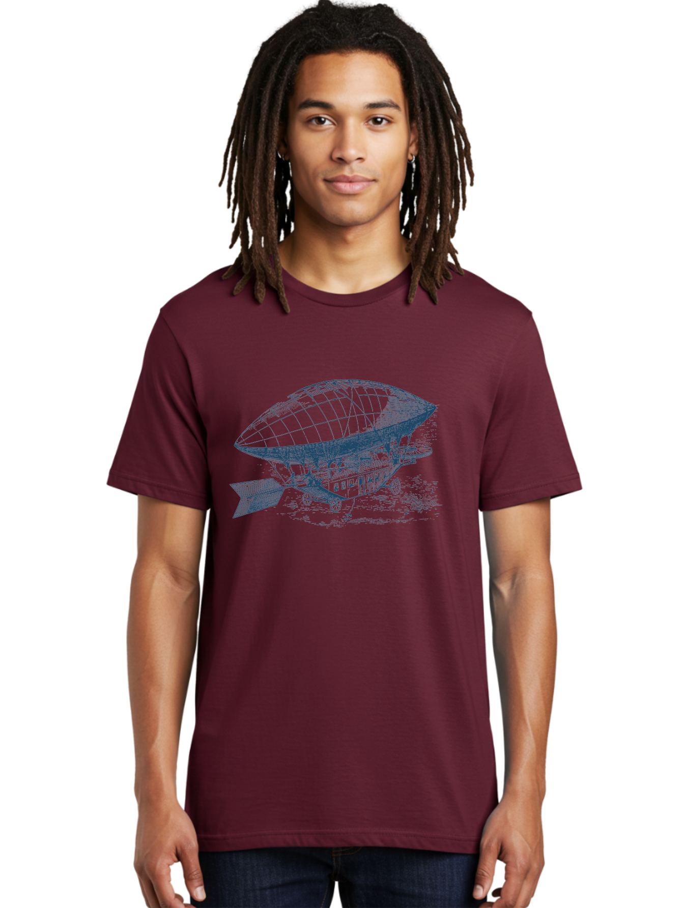 Old World Balloon Sketch Men'S Graphic Tee, 100% Cotton, Comfortable Casual Summer Wear, Machine Washable, Dirigible, Vintage Aircraft, Zeppelin, Historical Aviation, Transportation Innovation, Old-Fashioned Flying Machine Aae559 20