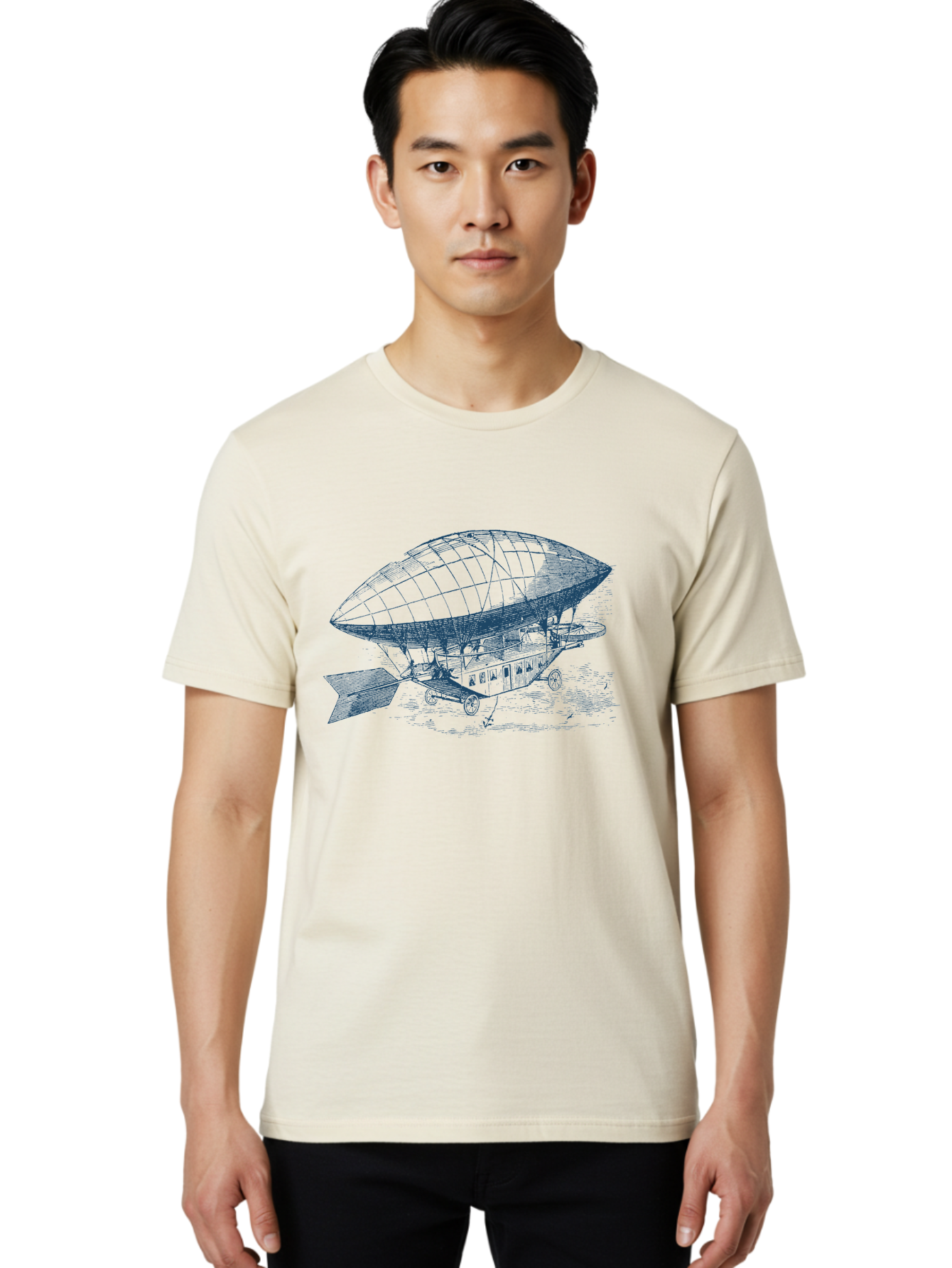 Old World Balloon Sketch Men'S Graphic Tee, 100% Cotton, Comfortable Casual Summer Wear, Machine Washable, Dirigible, Vintage Aircraft, Zeppelin, Historical Aviation, Transportation Innovation, Old-Fashioned Flying Machine Aae559 8
