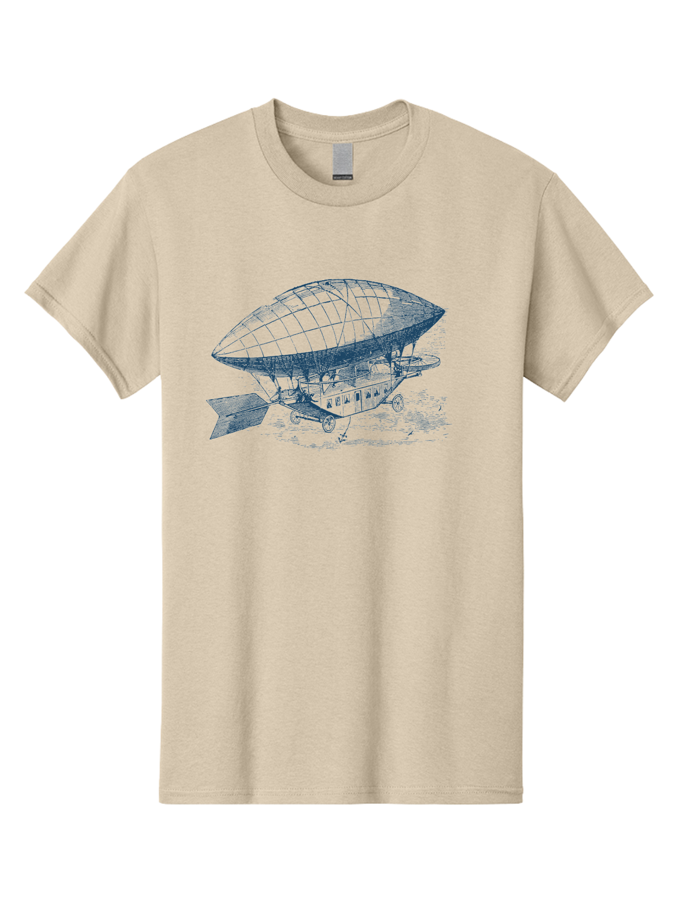 Old World Balloon Sketch Men'S Graphic Tee, 100% Cotton, Comfortable Casual Summer Wear, Machine Washable, Dirigible, Vintage Aircraft, Zeppelin, Historical Aviation, Transportation Innovation, Old-Fashioned Flying Machine Aae559 23