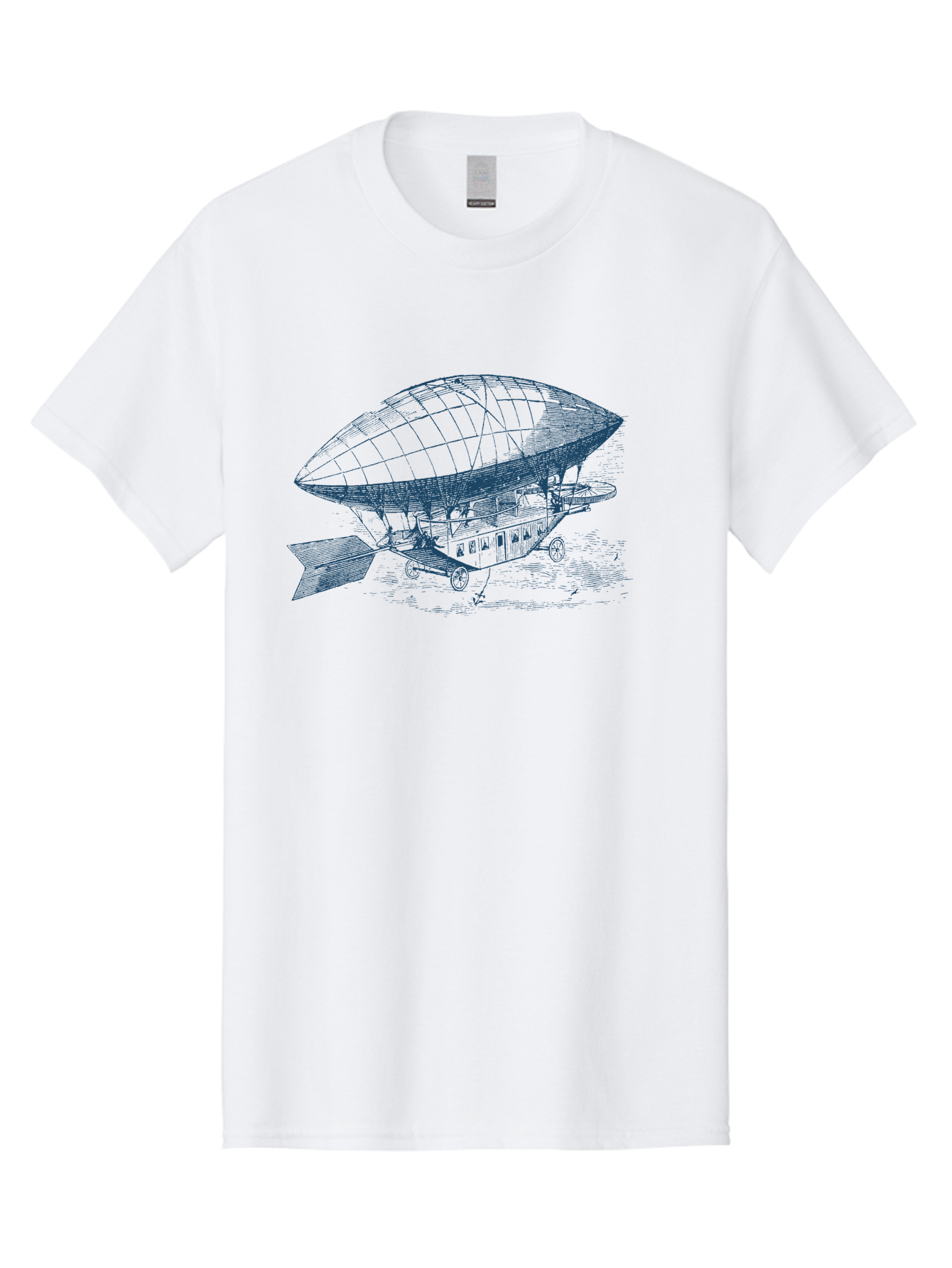 Old World Balloon Sketch Men'S Graphic Tee, 100% Cotton, Comfortable Casual Summer Wear, Machine Washable, Dirigible, Vintage Aircraft, Zeppelin, Historical Aviation, Transportation Innovation, Old-Fashioned Flying Machine Aae559 21