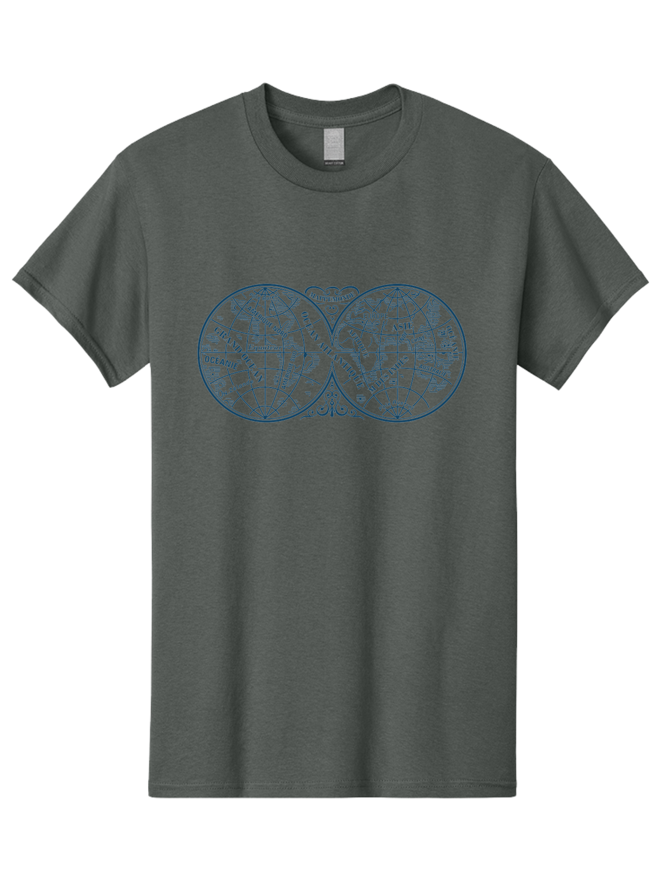 Old World Map Men'S Graphic Tee, 100% Cotton, Comfortable Casual Summer Wear, Machine Washable, Vintage Map, Double Hemisphere, World Map, Geography, Navigation, Exploration, Antique Cartography, Historical Illustration, Classical Design, Aae561 7