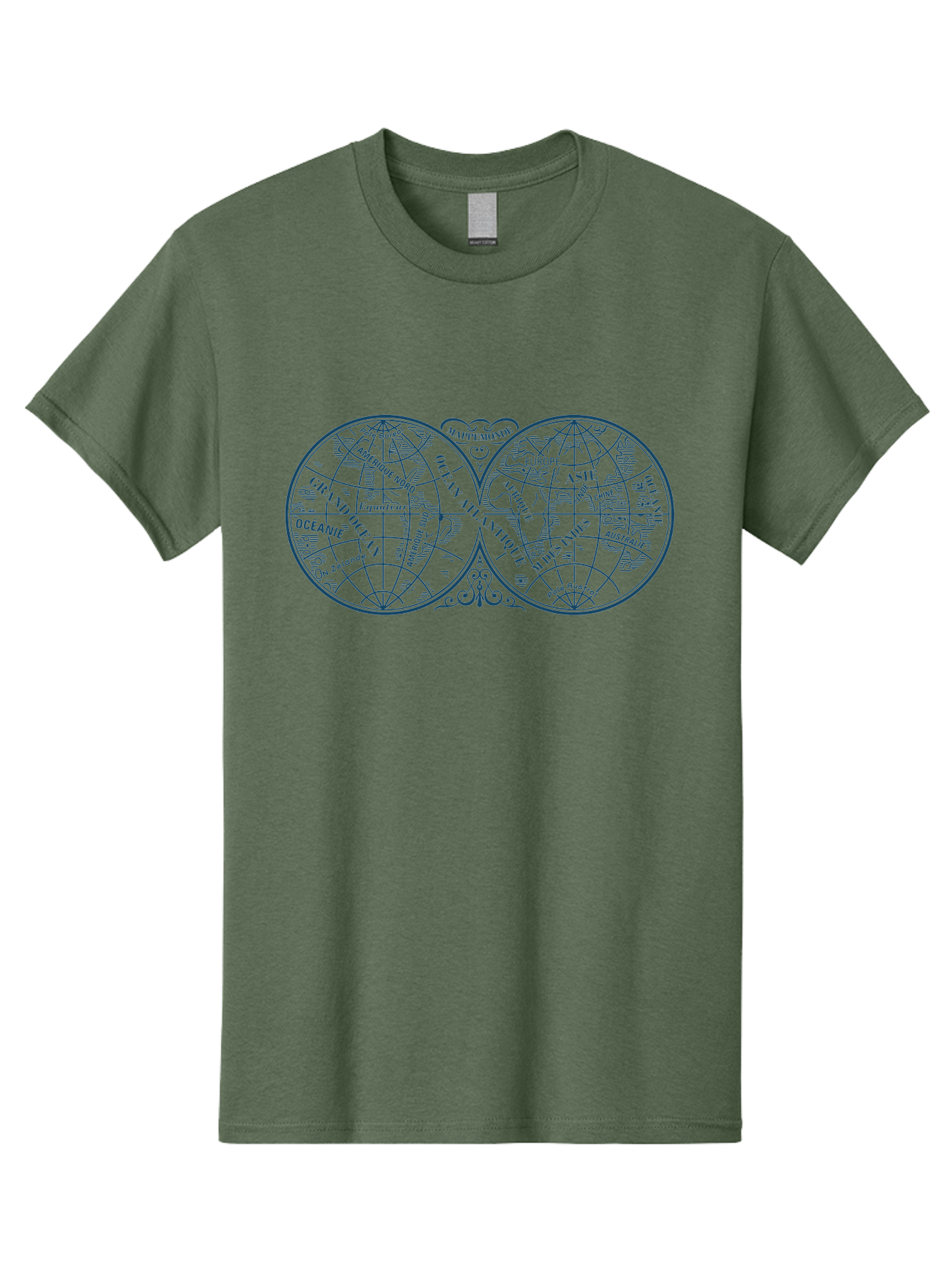 Old World Map Men'S Graphic Tee, 100% Cotton, Comfortable Casual Summer Wear, Machine Washable, Vintage Map, Double Hemisphere, World Map, Geography, Navigation, Exploration, Antique Cartography, Historical Illustration, Classical Design, Aae561 19
