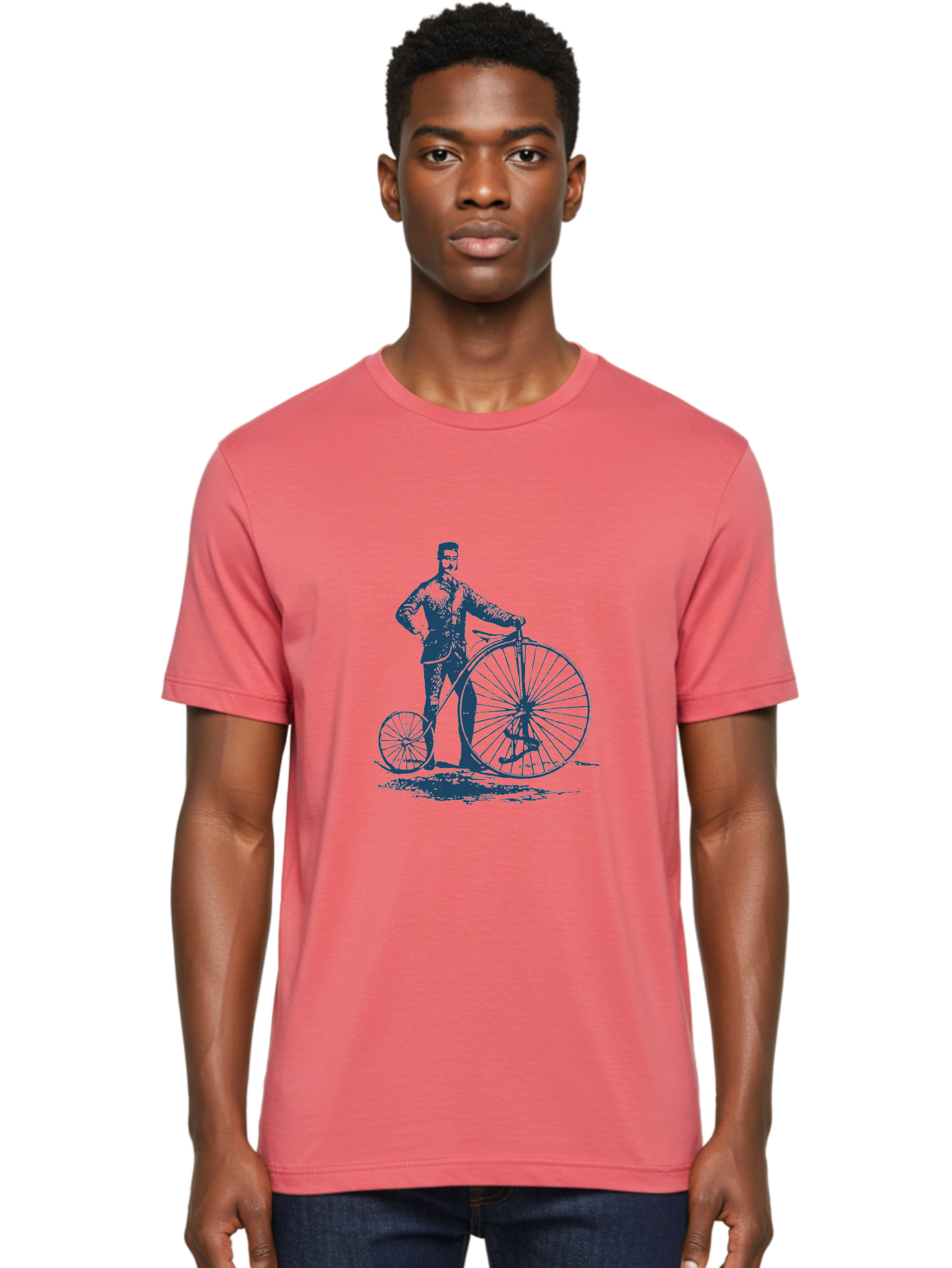 Men-With-Bike Men'S Graphic Tee, 100% Cotton, Comfortable Casual Summer Wear, Machine Washable, Vintage Bicycle, Penny Farthing Bike, Old-Fashioned Cycling, Antique Transportation, Historic Vehicle, Classic Design, Retro Style, Cycling History Aae563 22