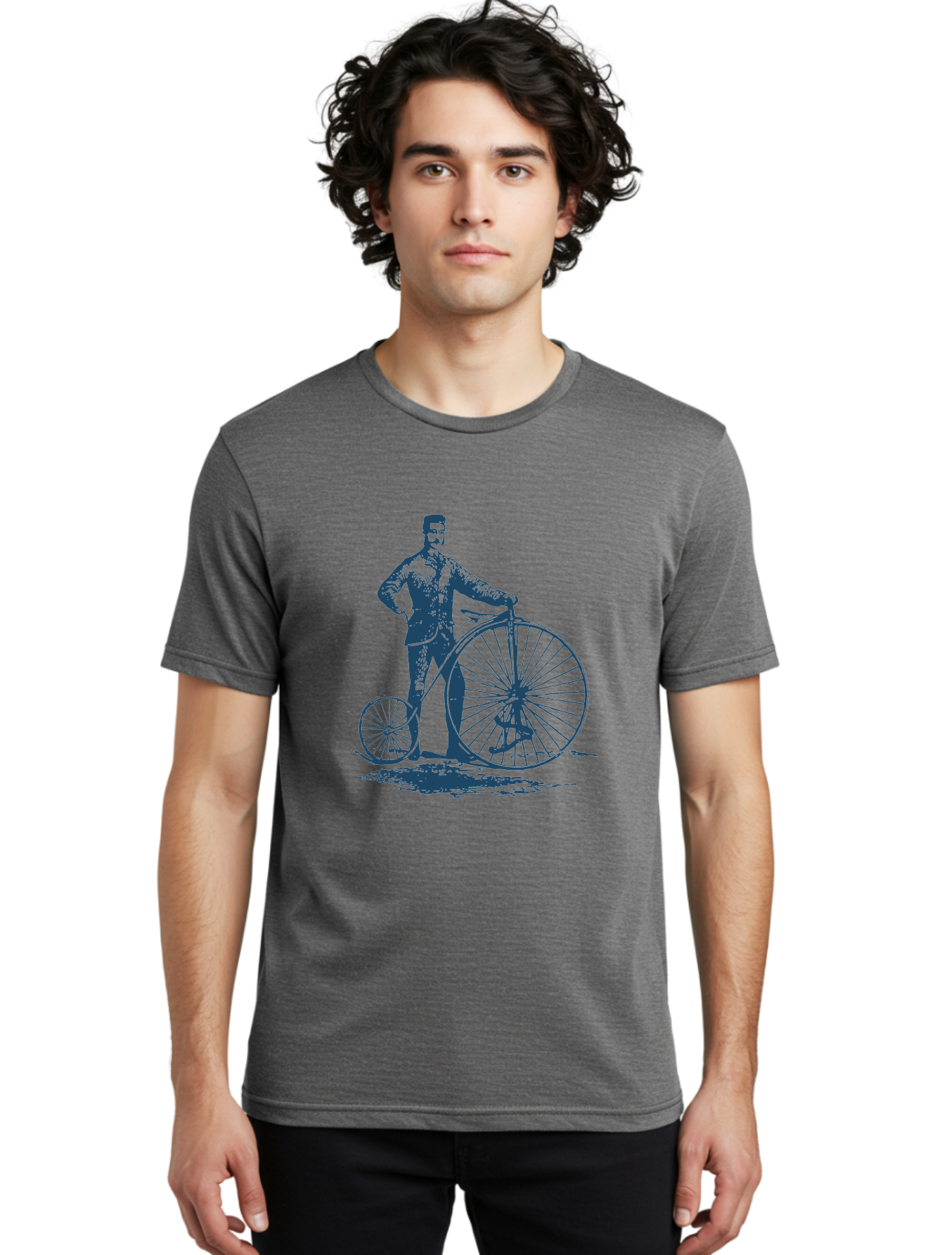 Men-With-Bike Men'S Graphic Tee, 100% Cotton, Comfortable Casual Summer Wear, Machine Washable, Vintage Bicycle, Penny Farthing Bike, Old-Fashioned Cycling, Antique Transportation, Historic Vehicle, Classic Design, Retro Style, Cycling History Aae563 14