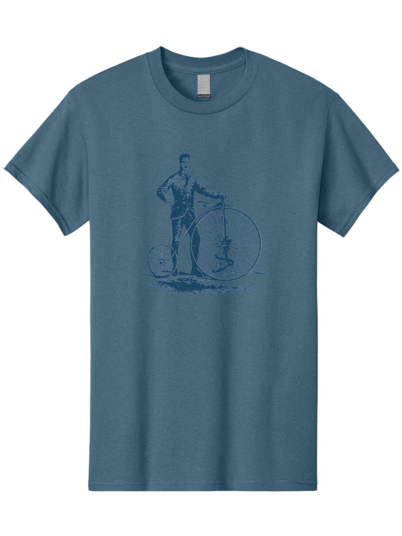 Men-With-Bike Men'S Graphic Tee, 100% Cotton, Comfortable Casual Summer Wear, Machine Washable, Vintage Bicycle, Penny Farthing Bike, Old-Fashioned Cycling, Antique Transportation, Historic Vehicle, Classic Design, Retro Style, Cycling History Aae563 25