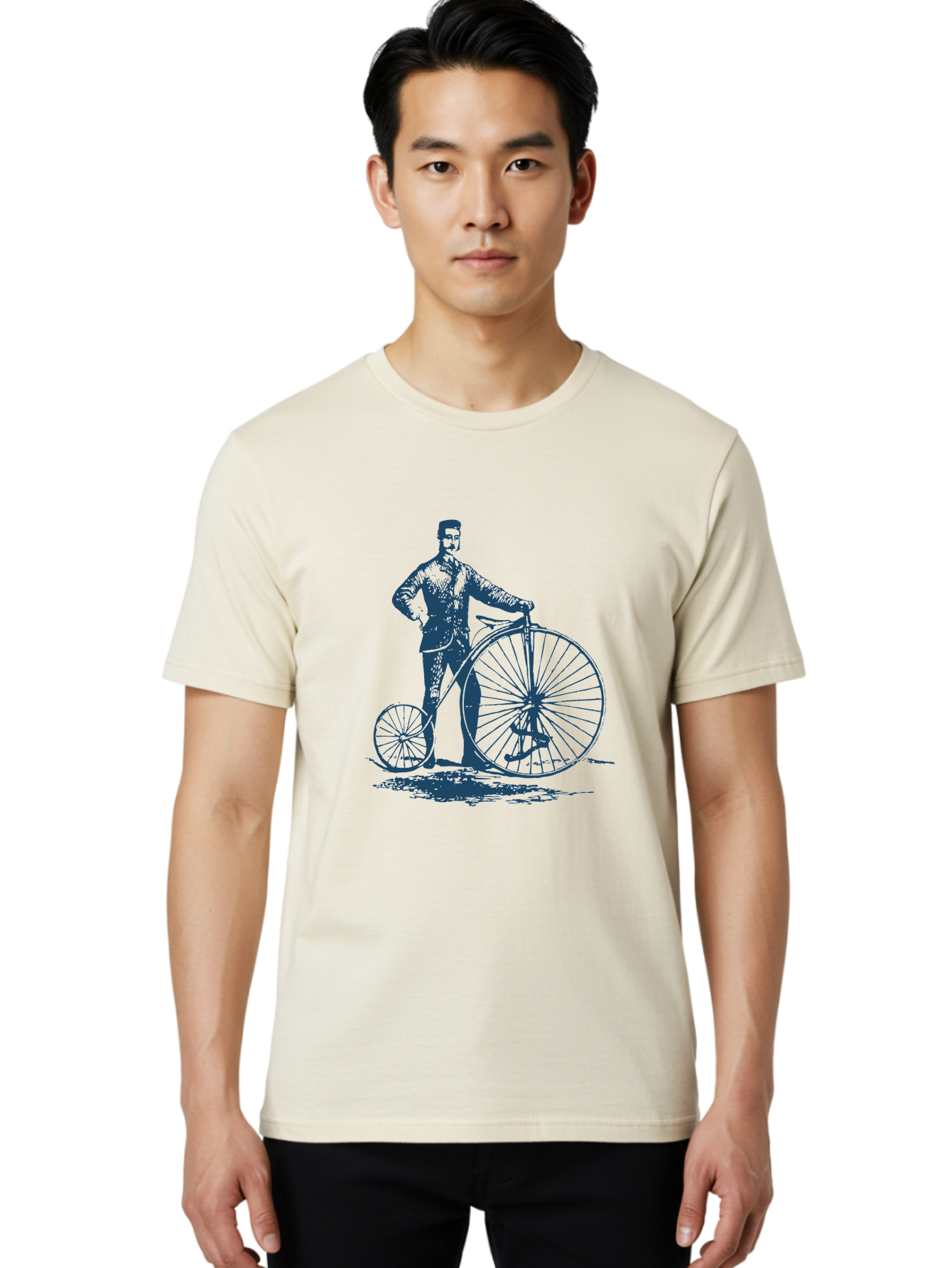 Men-With-Bike Men'S Graphic Tee, 100% Cotton, Comfortable Casual Summer Wear, Machine Washable, Vintage Bicycle, Penny Farthing Bike, Old-Fashioned Cycling, Antique Transportation, Historic Vehicle, Classic Design, Retro Style, Cycling History Aae563 20