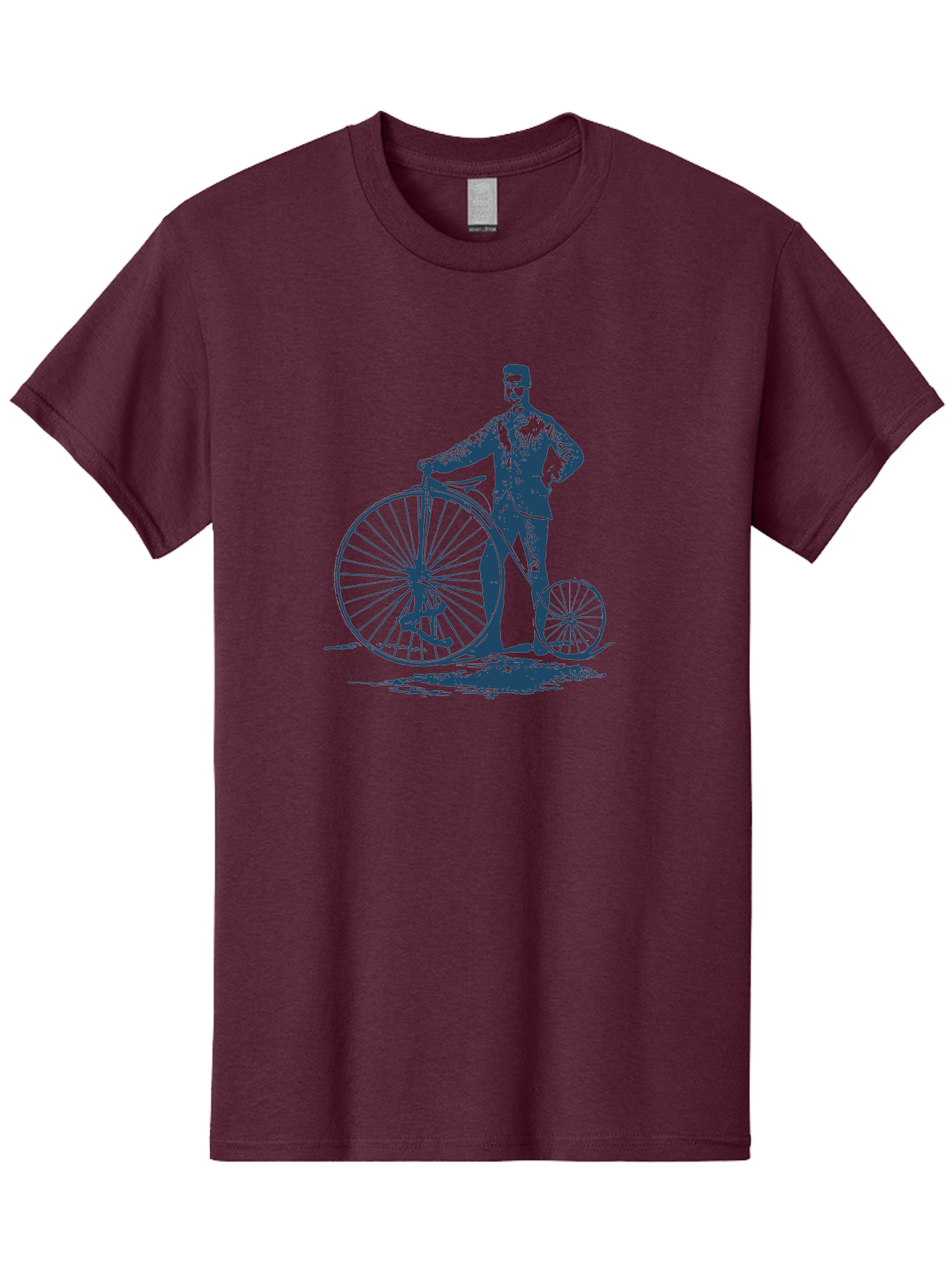 Old-Fashioned Gentleman And Bicycle 2 Men'S Graphic Tee, 100% Cotton, Comfortable Casual Summer Wear, Machine Washable, Vintage Bicycle, Penny-Farthing Bike, Antique Cycle, Classic Transport, Nostalgic Vehicle, Historical Bike, Retro Cycling Aae564 5