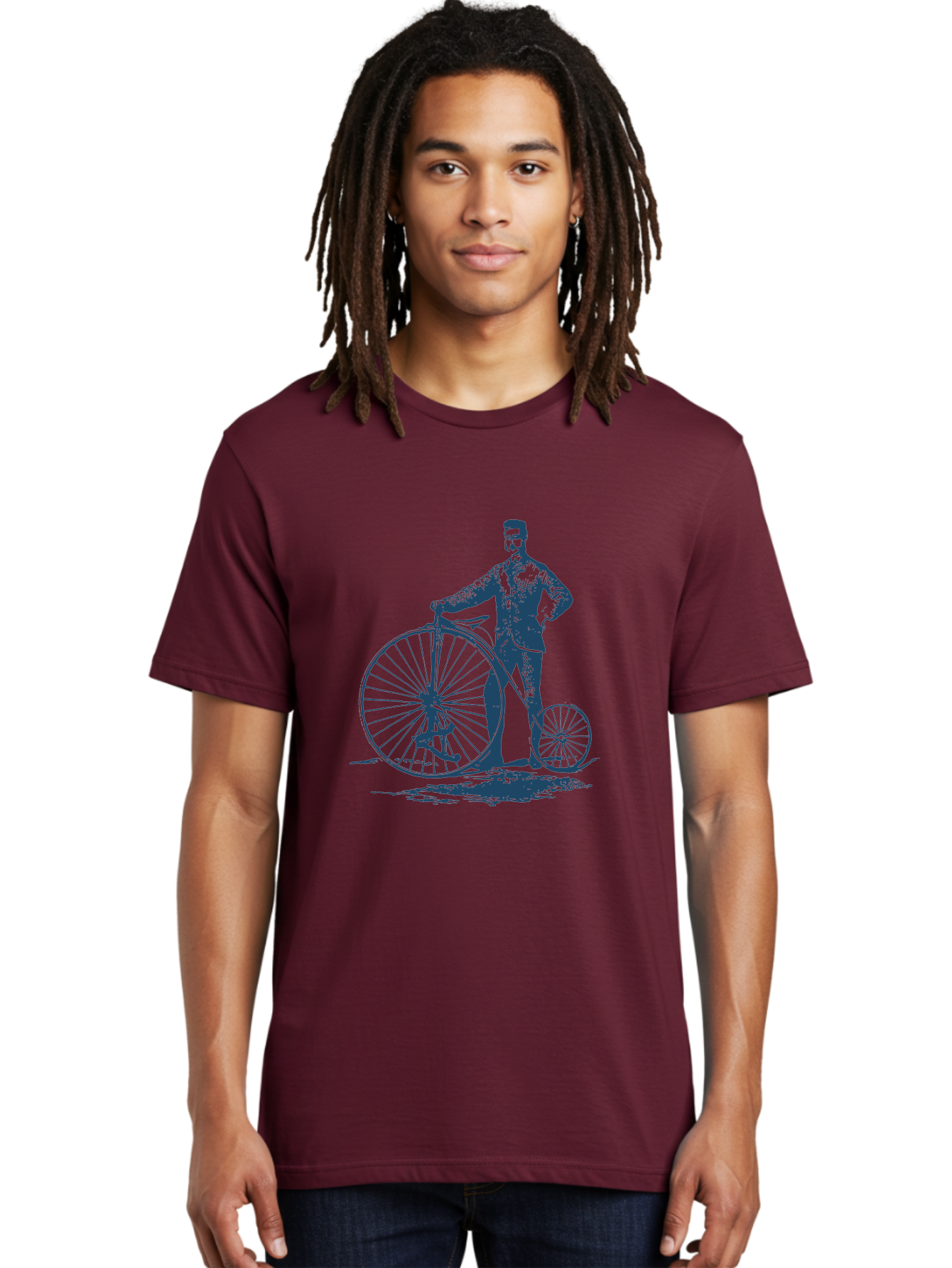 Old-Fashioned Gentleman And Bicycle 2 Men'S Graphic Tee, 100% Cotton, Comfortable Casual Summer Wear, Machine Washable, Vintage Bicycle, Penny-Farthing Bike, Antique Cycle, Classic Transport, Nostalgic Vehicle, Historical Bike, Retro Cycling Aae564 6