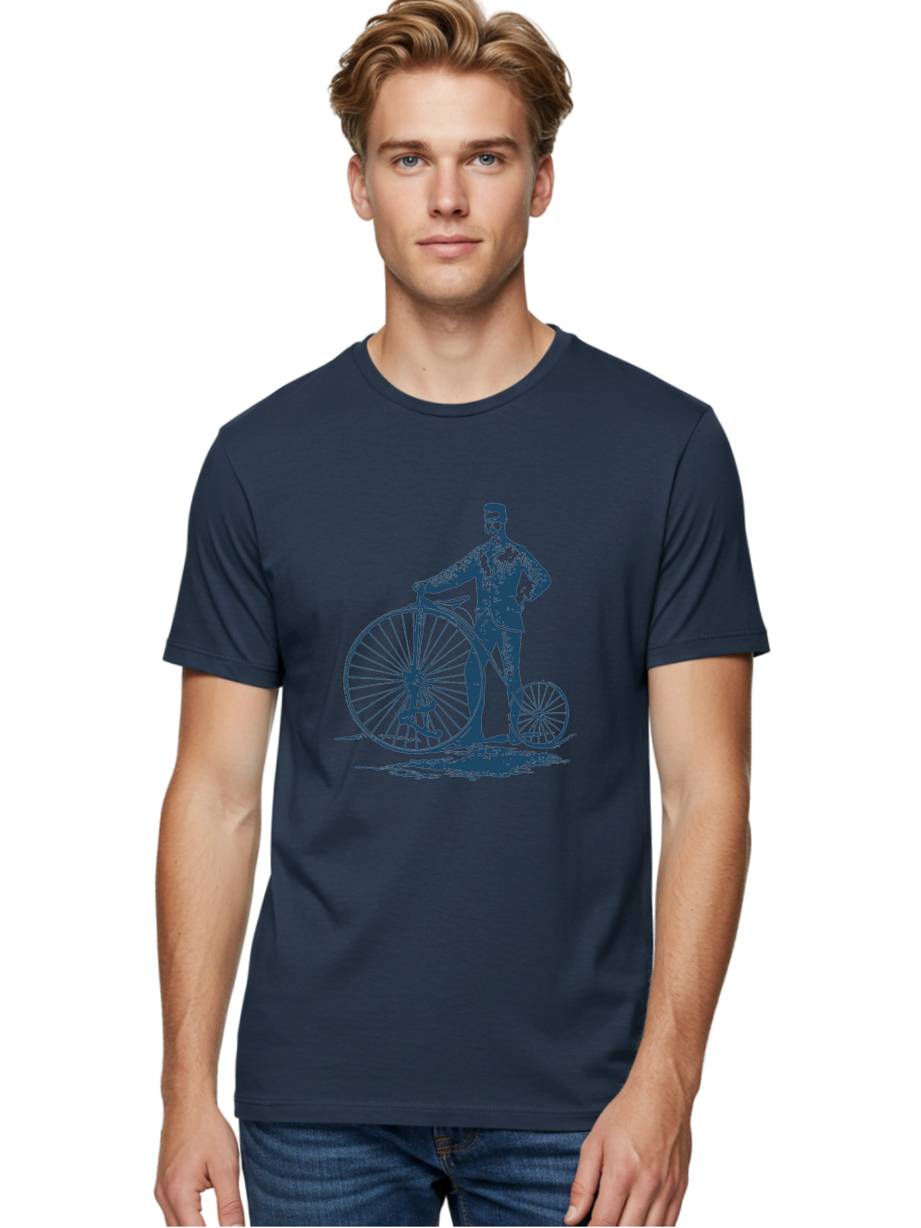 Old-Fashioned Gentleman And Bicycle 2 Men'S Graphic Tee, 100% Cotton, Comfortable Casual Summer Wear, Machine Washable, Vintage Bicycle, Penny-Farthing Bike, Antique Cycle, Classic Transport, Nostalgic Vehicle, Historical Bike, Retro Cycling Aae564 16
