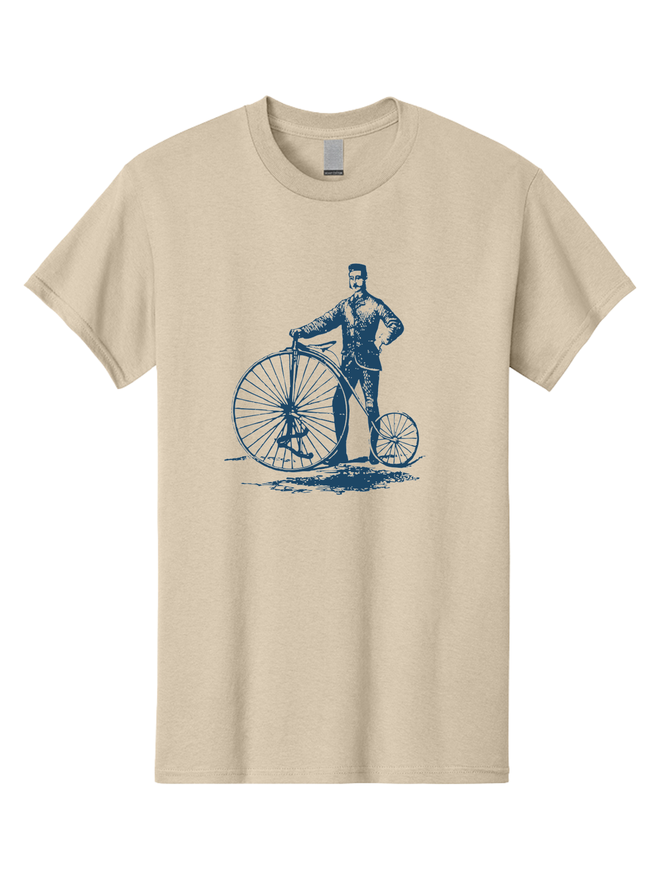 Old-Fashioned Gentleman And Bicycle 2 Men'S Graphic Tee, 100% Cotton, Comfortable Casual Summer Wear, Machine Washable, Vintage Bicycle, Penny-Farthing Bike, Antique Cycle, Classic Transport, Nostalgic Vehicle, Historical Bike, Retro Cycling Aae564 25