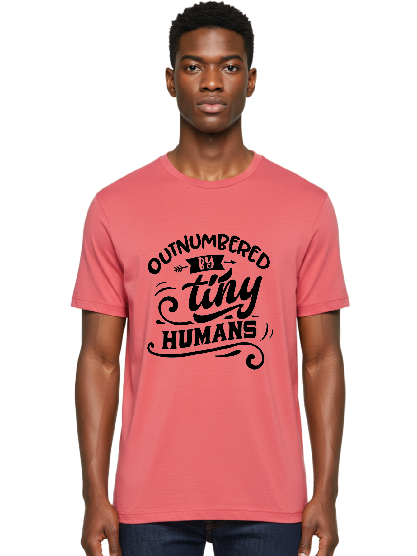 Outnumbered By Tiny Humans Men'S Graphic Tee, 100% Cotton, Comfortable Casual Summer Wear, Machine Washable, Inspirational Quote, Cute Design, Positive Message, Funny Typography, Motivational Words, Creative Expression, Quirky Art Aae572 24