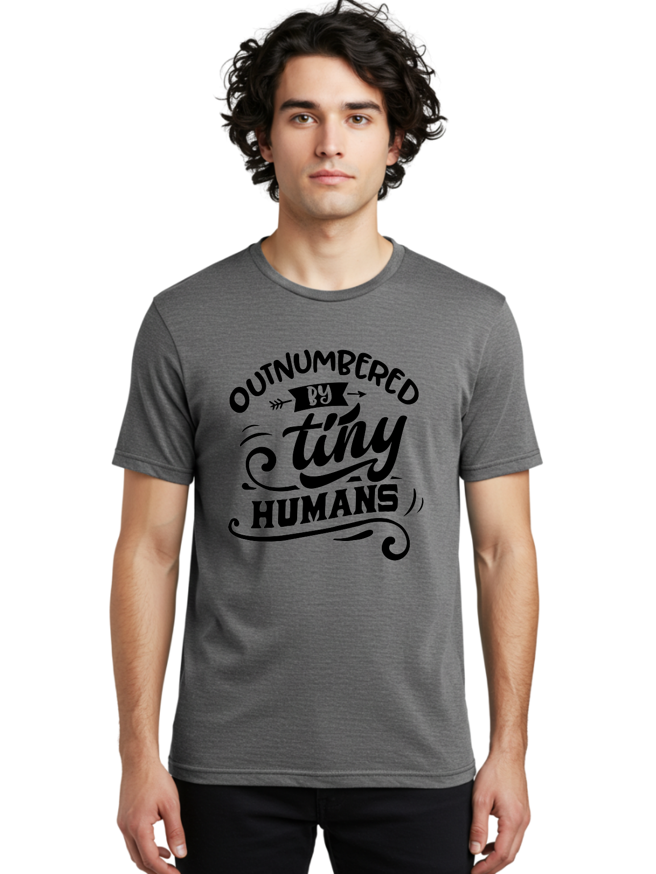 Outnumbered By Tiny Humans Men'S Graphic Tee, 100% Cotton, Comfortable Casual Summer Wear, Machine Washable, Inspirational Quote, Cute Design, Positive Message, Funny Typography, Motivational Words, Creative Expression, Quirky Art Aae572 8