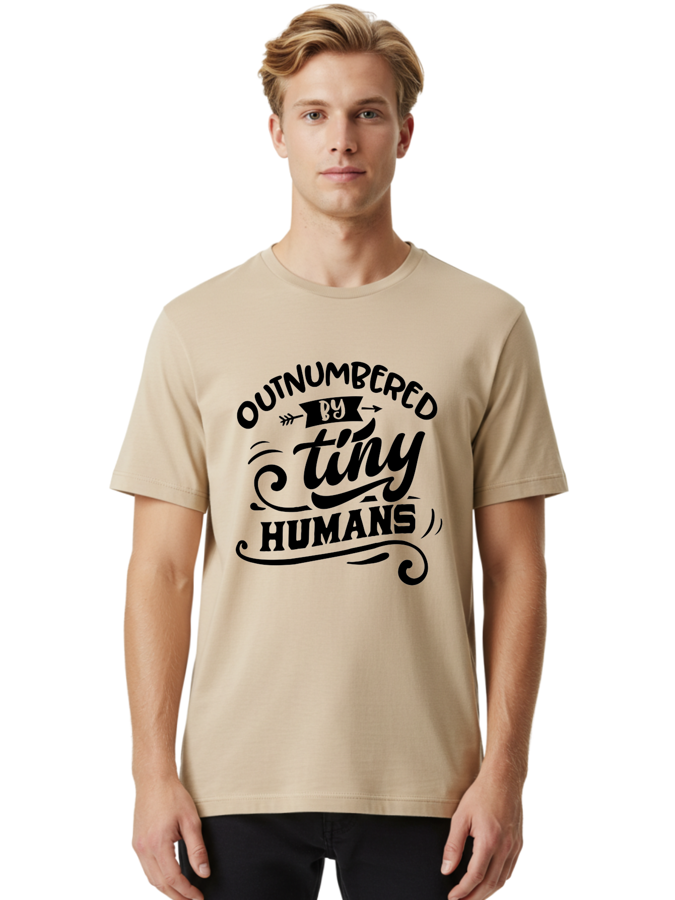Outnumbered By Tiny Humans Men'S Graphic Tee, 100% Cotton, Comfortable Casual Summer Wear, Machine Washable, Inspirational Quote, Cute Design, Positive Message, Funny Typography, Motivational Words, Creative Expression, Quirky Art Aae572 18