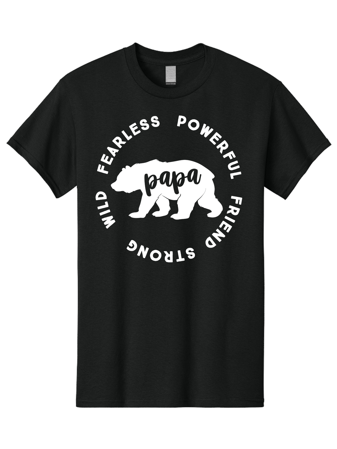 Papa Bear White Men'S Graphic Tee, 100% Cotton, Comfortable Casual Summer Wear, Machine Washable, Bear Silhouette, Papa Bear, Fearless, Powerful, Friendly Bear, Wild And Strong, Father'S Day Gift, Motivational Quote, Bear Design, Aae574 13