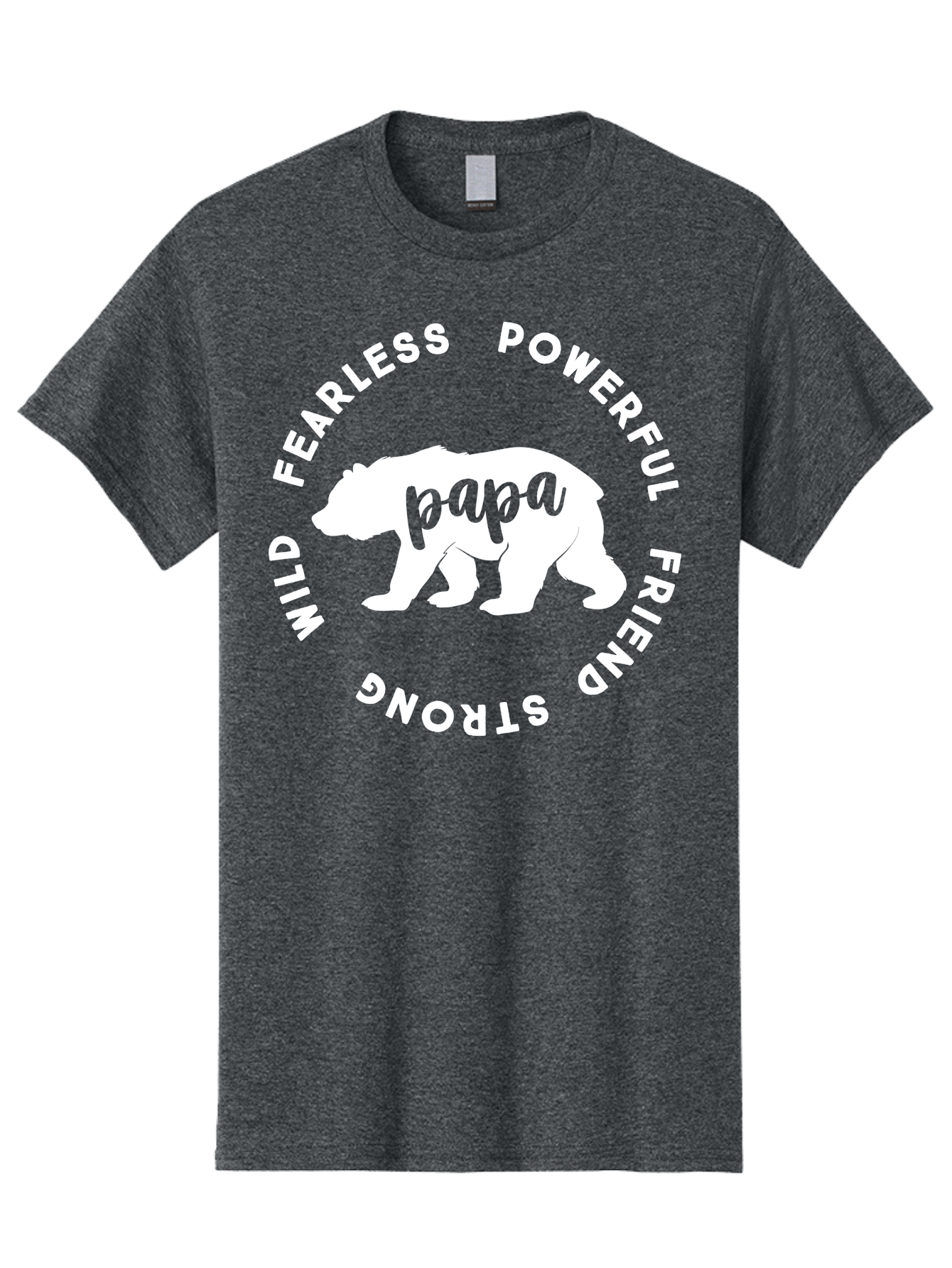 Papa Bear White Men'S Graphic Tee, 100% Cotton, Comfortable Casual Summer Wear, Machine Washable, Bear Silhouette, Papa Bear, Fearless, Powerful, Friendly Bear, Wild And Strong, Father'S Day Gift, Motivational Quote, Bear Design, Aae574 7