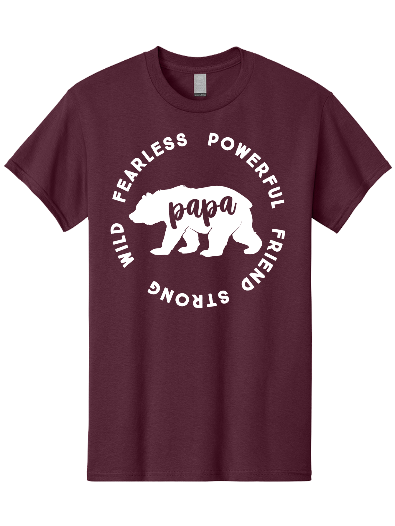 Papa Bear White Men'S Graphic Tee, 100% Cotton, Comfortable Casual Summer Wear, Machine Washable, Bear Silhouette, Papa Bear, Fearless, Powerful, Friendly Bear, Wild And Strong, Father'S Day Gift, Motivational Quote, Bear Design, Aae574 5