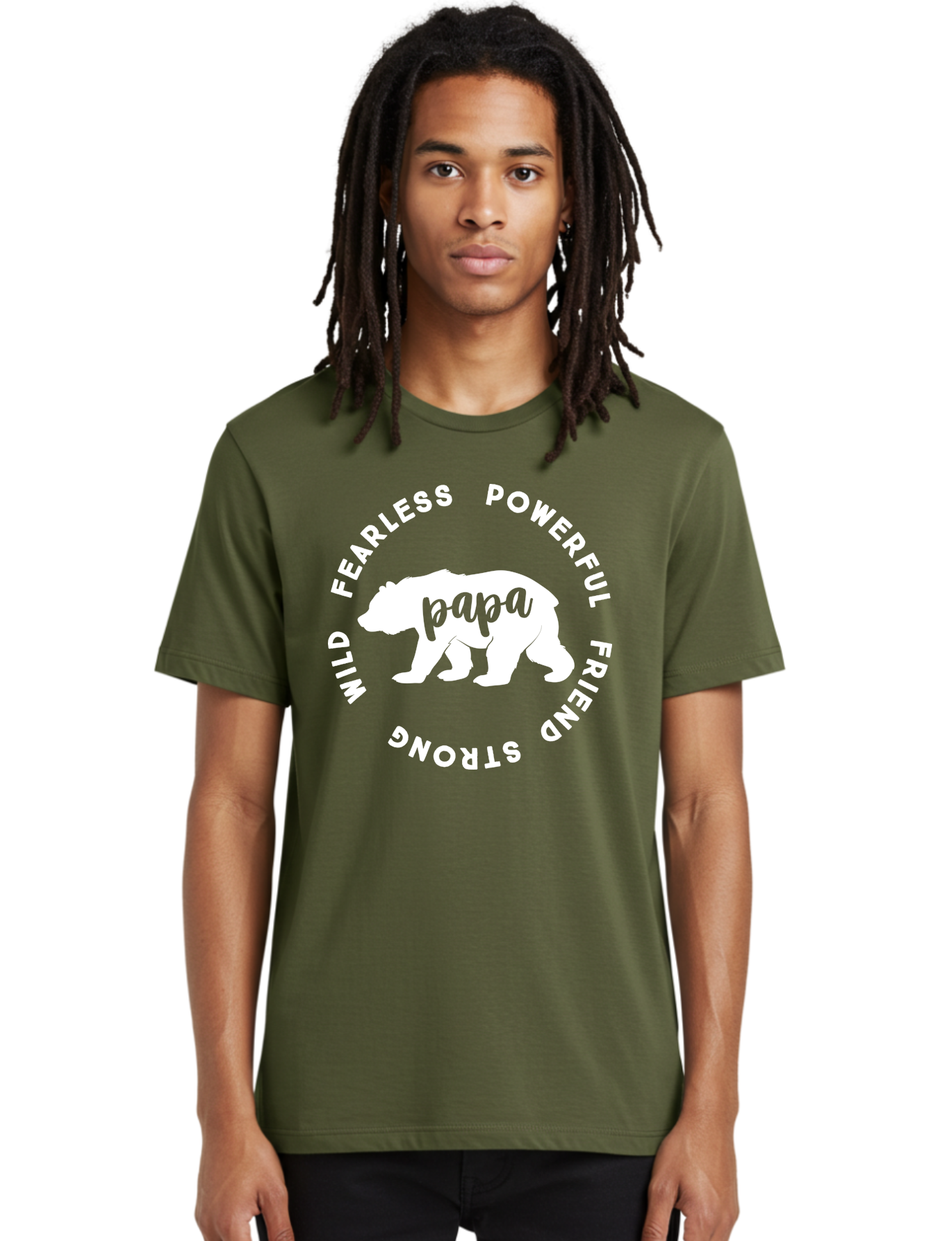 Papa Bear White Men'S Graphic Tee, 100% Cotton, Comfortable Casual Summer Wear, Machine Washable, Bear Silhouette, Papa Bear, Fearless, Powerful, Friendly Bear, Wild And Strong, Father'S Day Gift, Motivational Quote, Bear Design, Aae574 21
