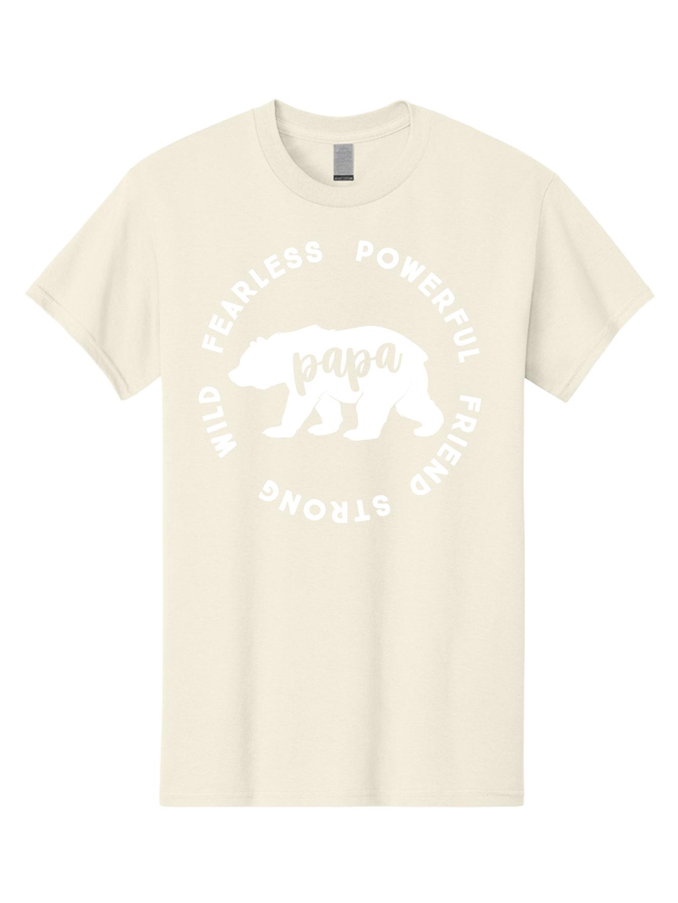 Papa Bear White Men'S Graphic Tee, 100% Cotton, Comfortable Casual Summer Wear, Machine Washable, Bear Silhouette, Papa Bear, Fearless, Powerful, Friendly Bear, Wild And Strong, Father'S Day Gift, Motivational Quote, Bear Design, Aae574 3