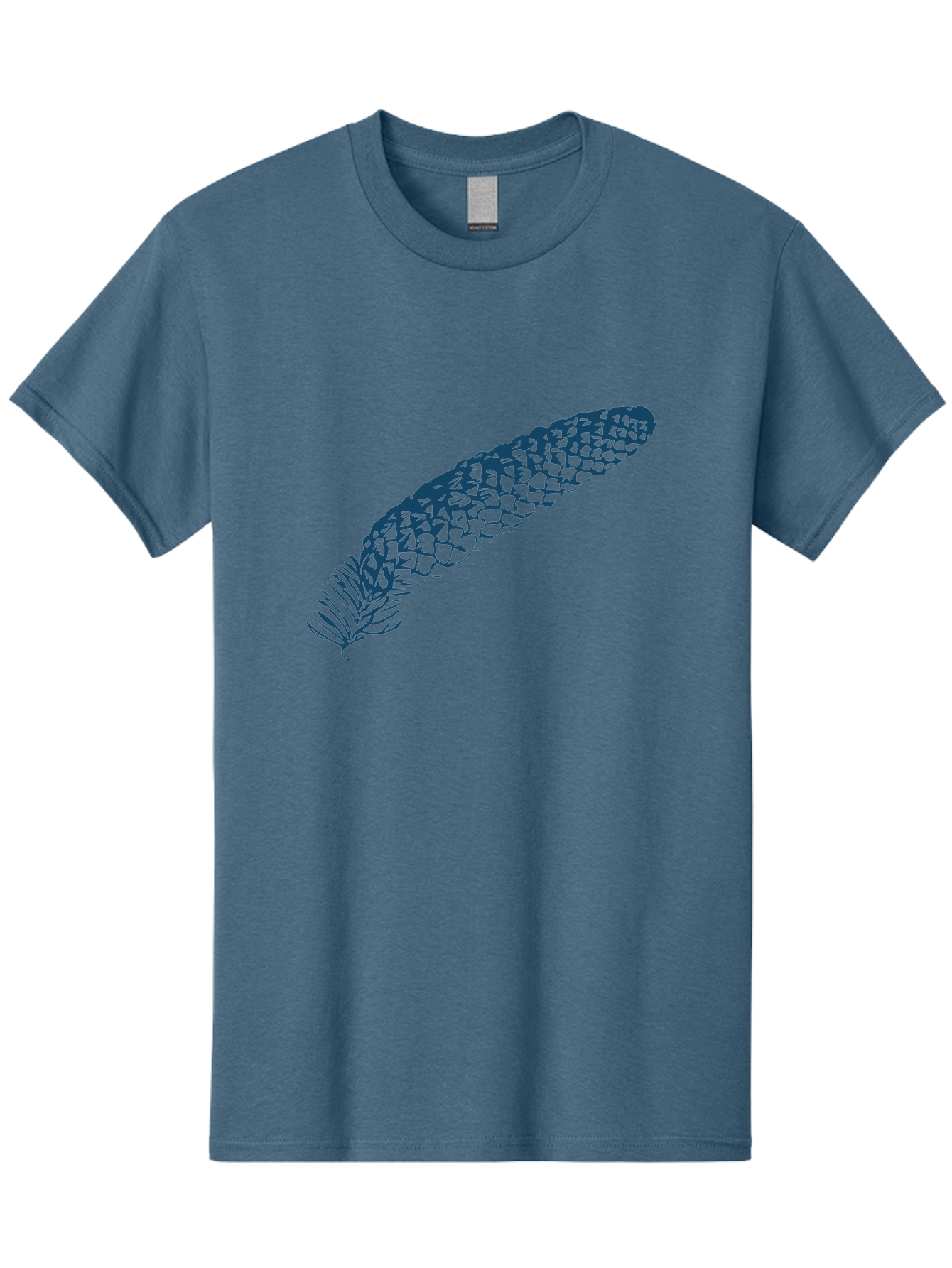 Pinecone Men'S Graphic Tee, 100% Cotton, Comfortable Casual Summer Wear, Machine Washable, Blue Feather Illustration, Intricate Scale Pattern, Bird Symbolism, Nature-Inspired Art, Abstract Design, Feather Texture, Artistic Expression, Aae581 11