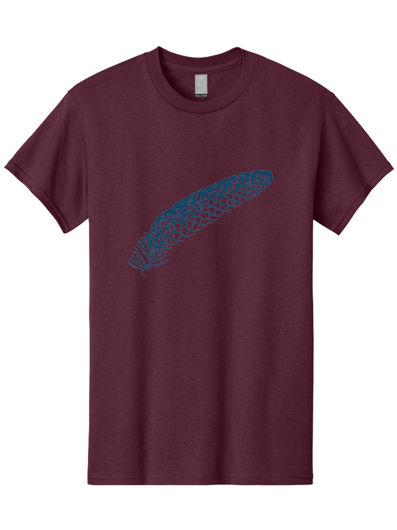 Pinecone Men'S Graphic Tee, 100% Cotton, Comfortable Casual Summer Wear, Machine Washable, Blue Feather Illustration, Intricate Scale Pattern, Bird Symbolism, Nature-Inspired Art, Abstract Design, Feather Texture, Artistic Expression, Aae581 27