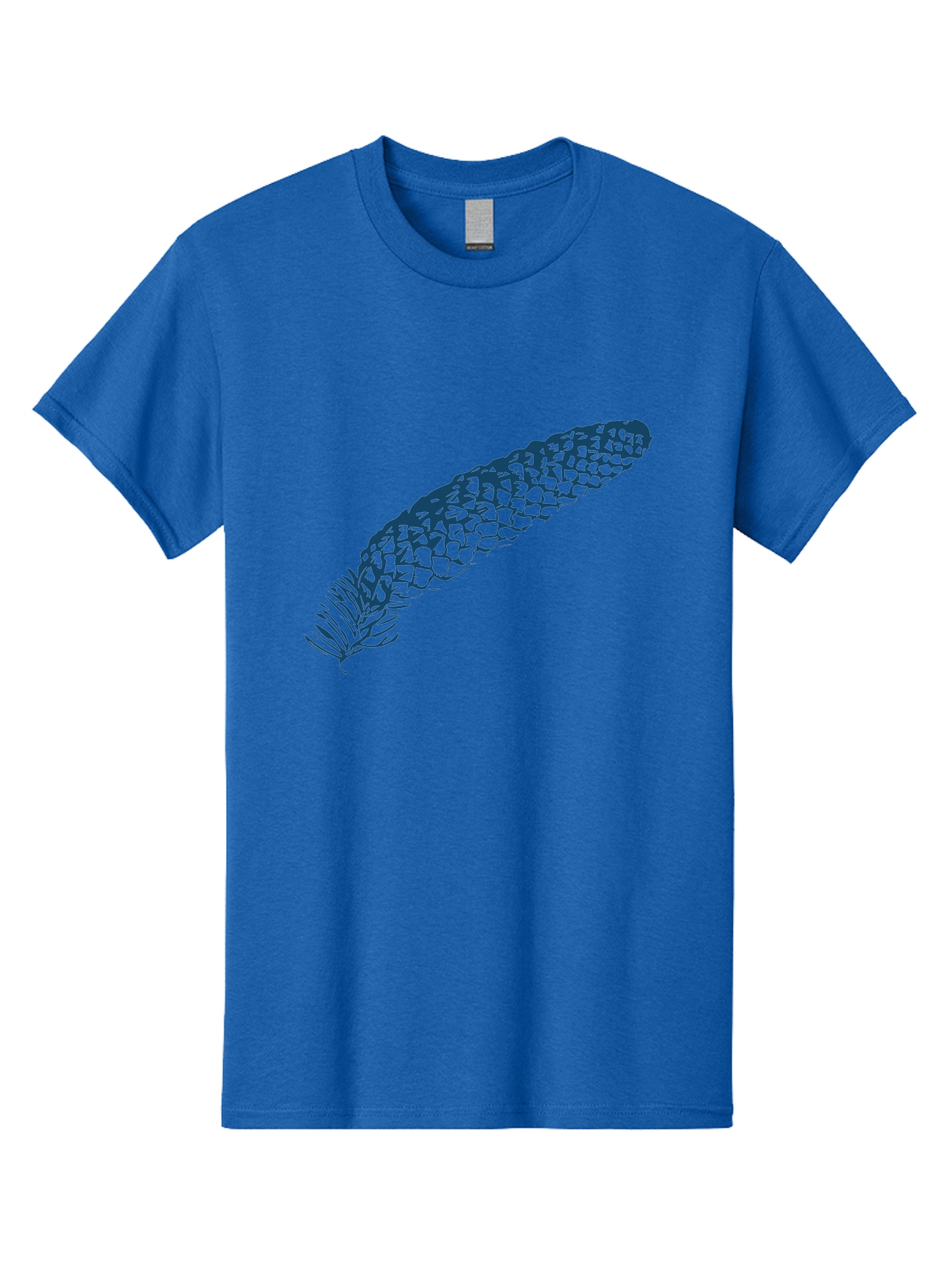 Pinecone Men'S Graphic Tee, 100% Cotton, Comfortable Casual Summer Wear, Machine Washable, Blue Feather Illustration, Intricate Scale Pattern, Bird Symbolism, Nature-Inspired Art, Abstract Design, Feather Texture, Artistic Expression, Aae581 23