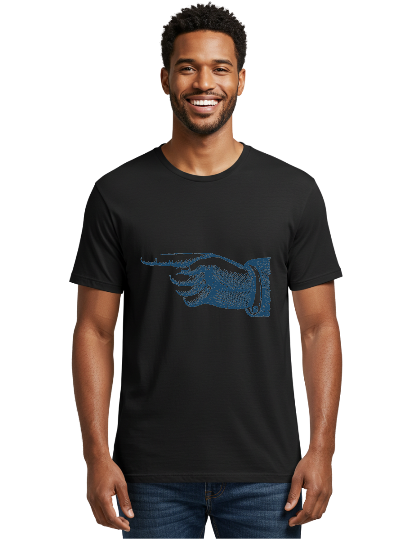 Pointing Finger 2 Men'S Graphic Tee, 100% Cotton, Comfortable Casual Summer Wear, Machine Washable, Hand Pointing, Index Finger Extended, Vintage Illustration, Pointing Gesture, Illustration Art, Classic Design, Direction Indicator, Aae585 8